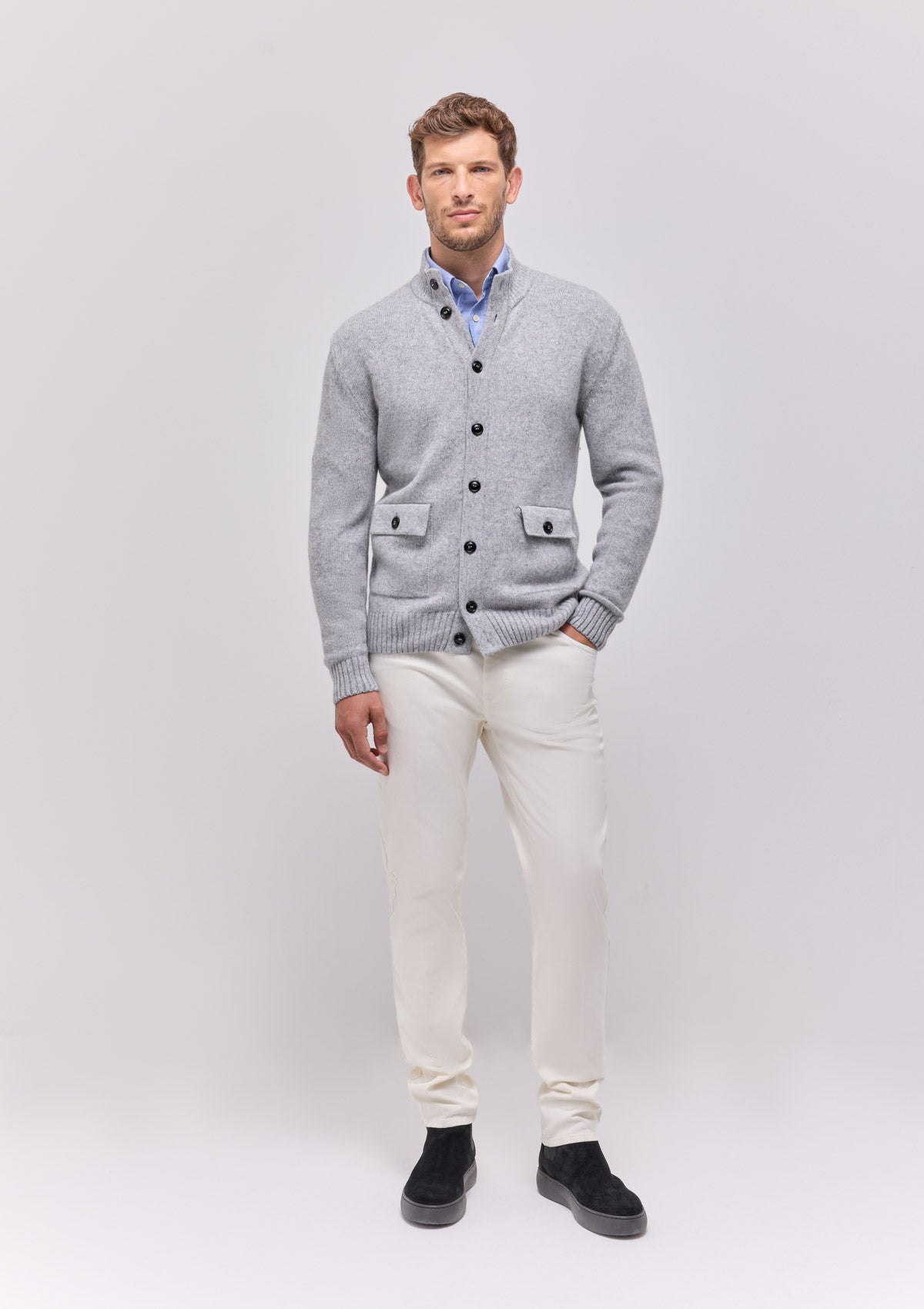 Cashmere Blend Button-Up Cardigan |4963|