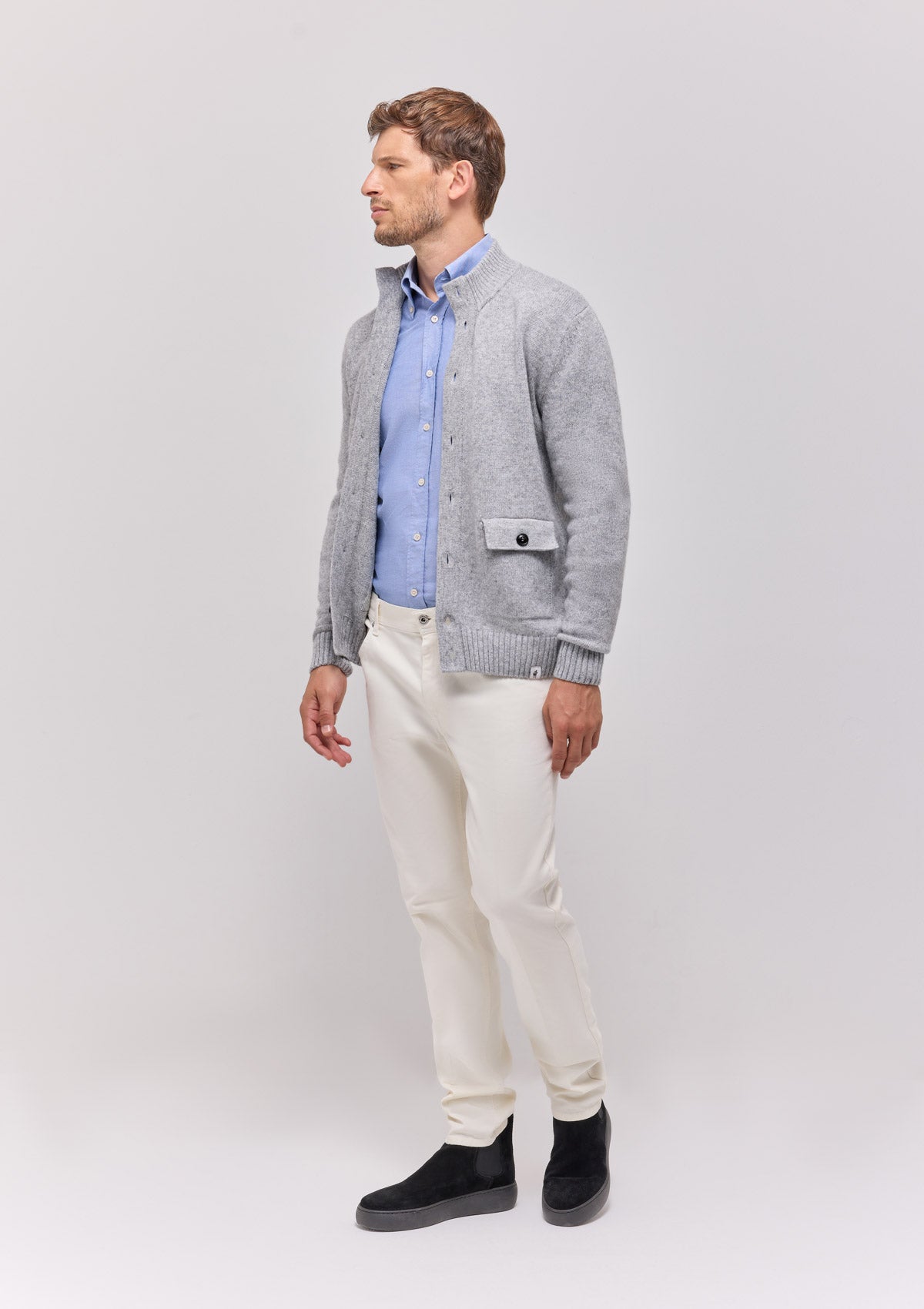 Cashmere Blend Button-Up Cardigan |5052|