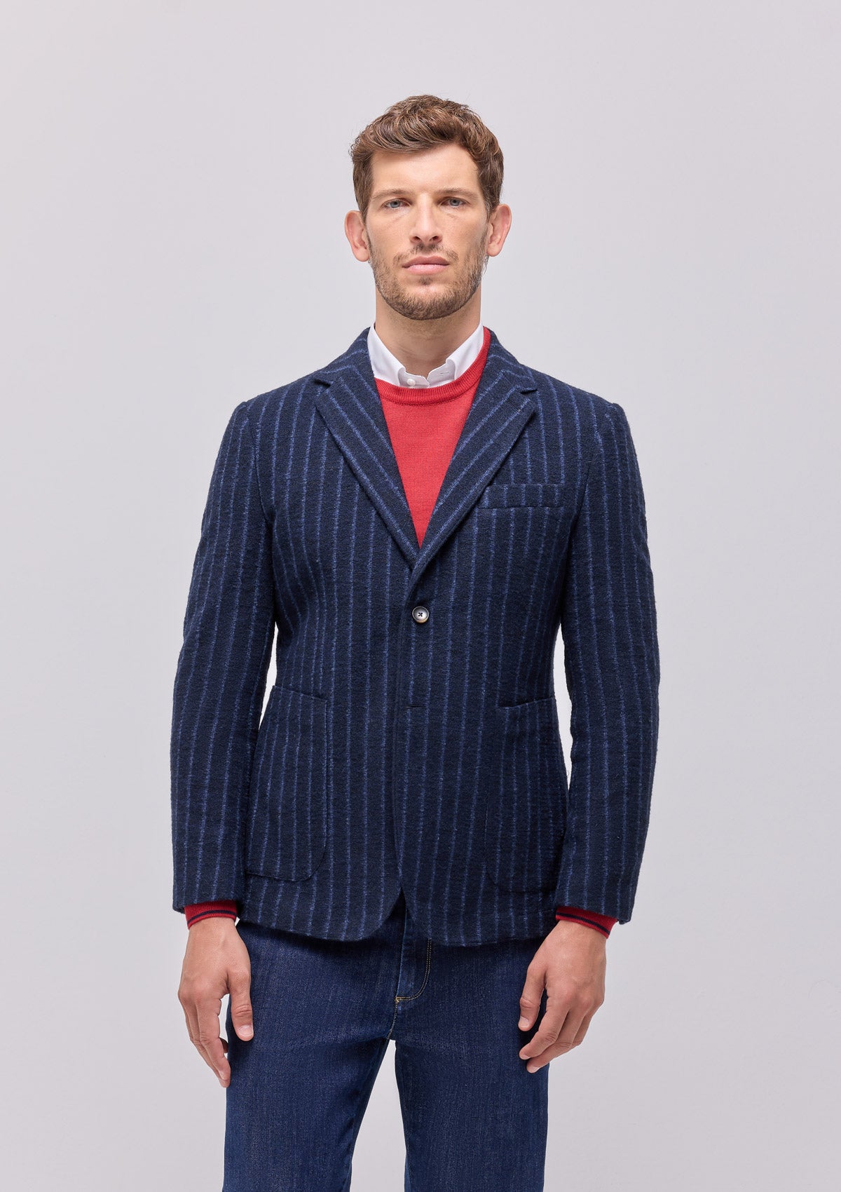PINSTRIPED WOOL BLEND JERSEY JACKET |4883|