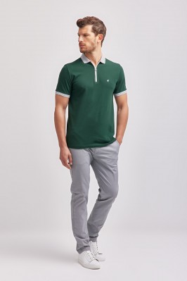 POLO PIQUET CON ZIP VERDE