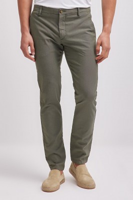 CHINO TROUSERS IN GREEN STRETCH PRINTED GABARDINE