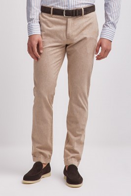 CHINO TROUSERS IN BEIGE COTTON BLEND