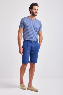 BLUE BERMUDA SHORTS WITH MICRO-PATTERN
