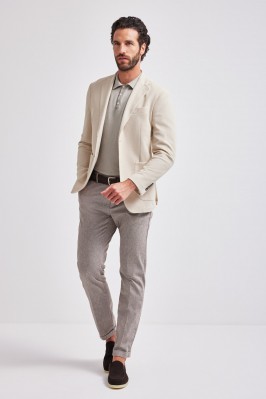 CHINO TROUSERS IN DOVE GREY COTTON BLEND
