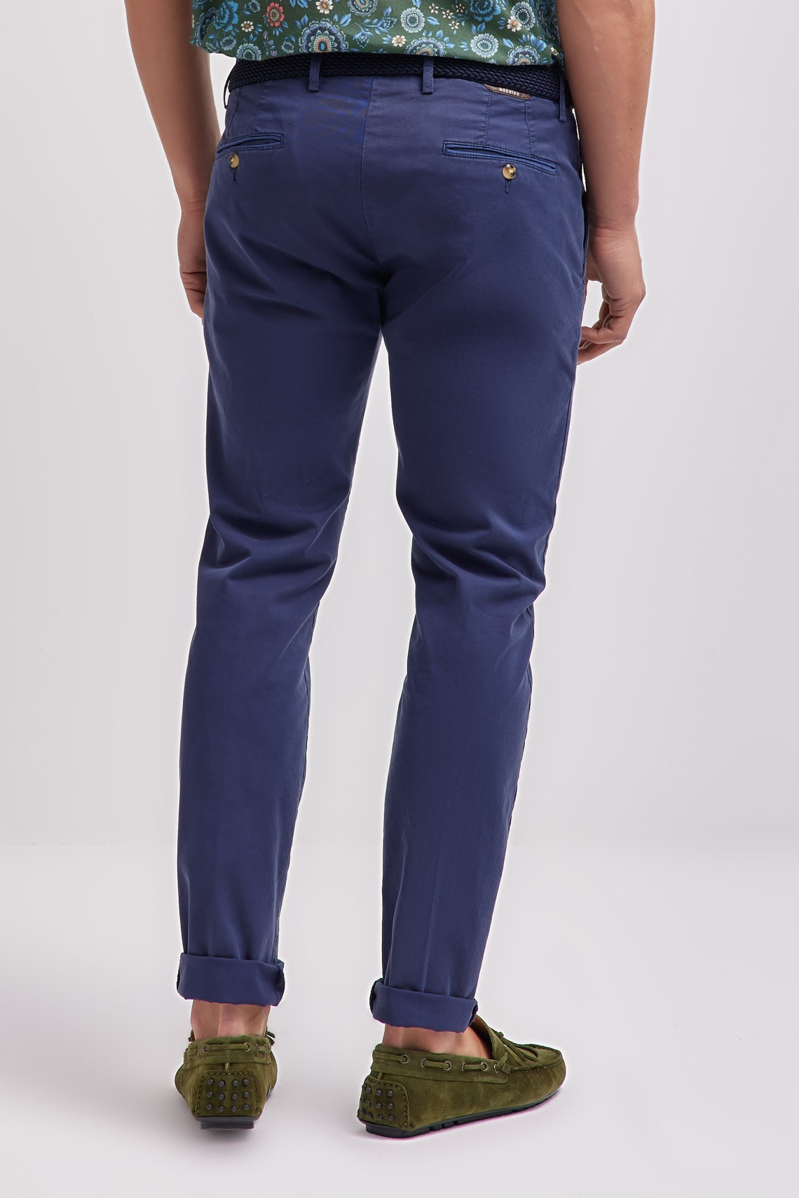 CHINO TROUSERS IN INK BLUE STRETCH GABARDINE