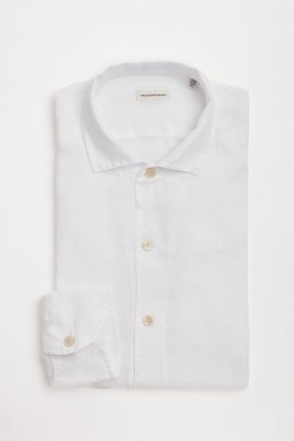 WHITE LINEN SHIRT WITH FLAPS NECK