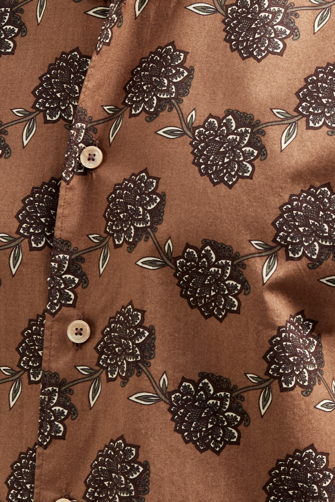 Camicia in popeline stampa floreale con collo francese