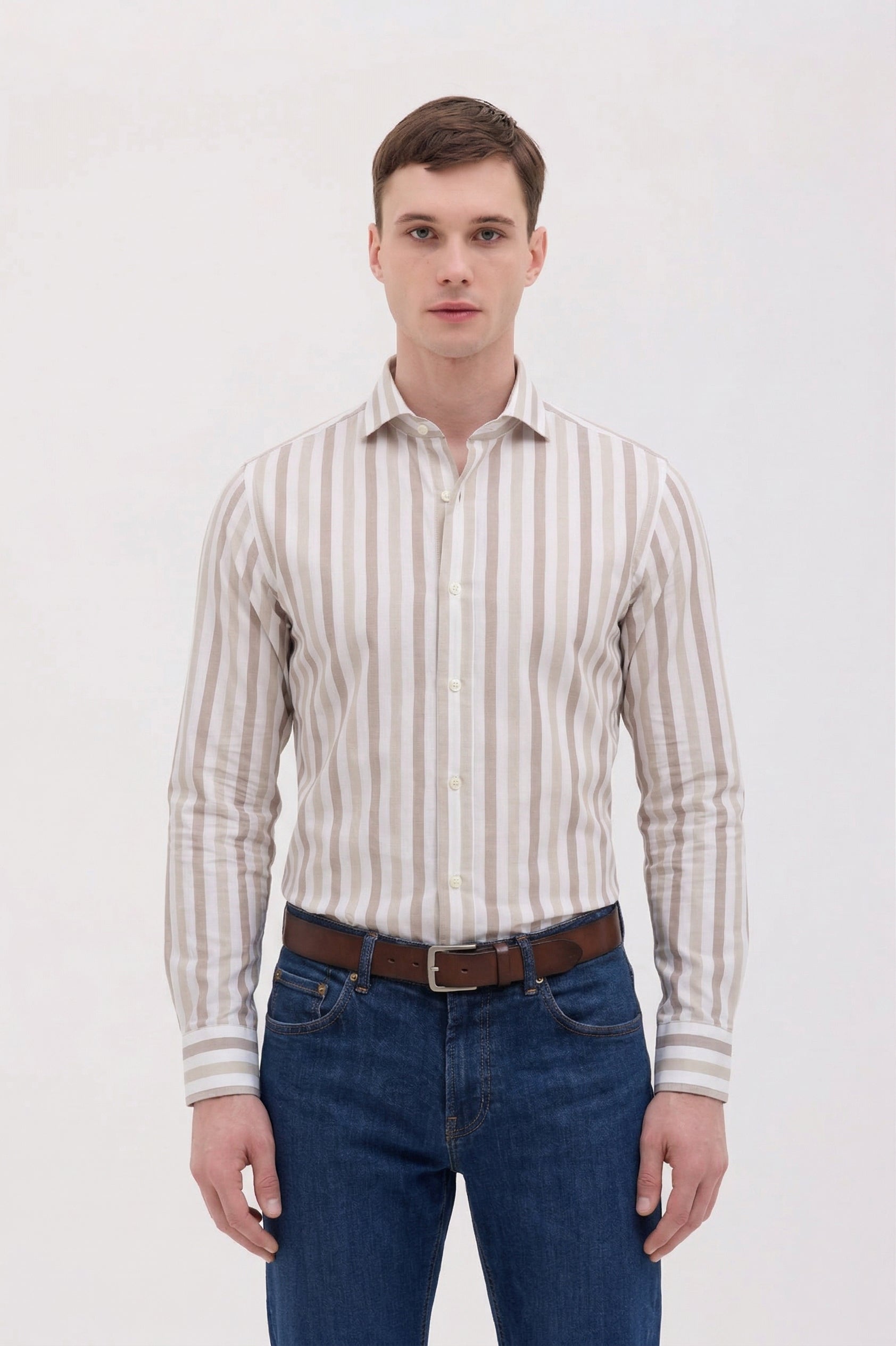 CAMICIA COLLO FRNCESE COTONE E LINO