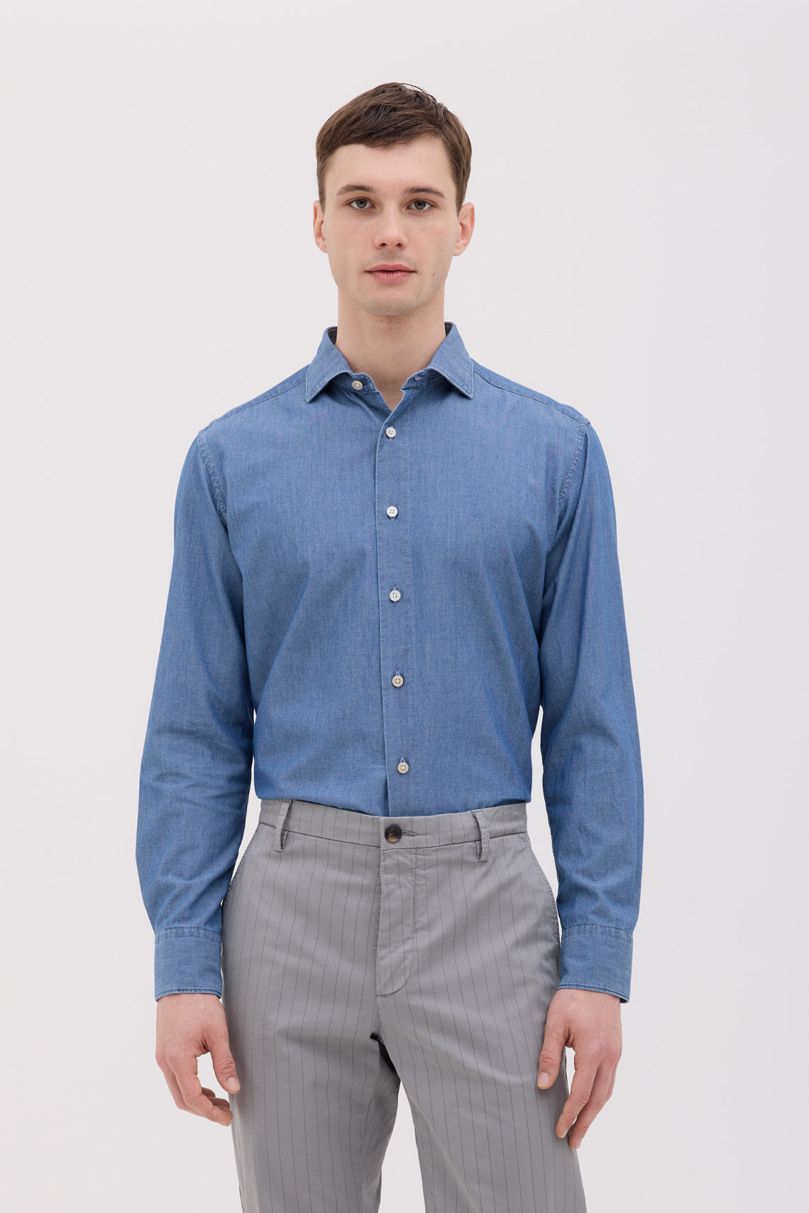 CAMICIA COLLO FRANCESE IN DENIM CHAMBRAY