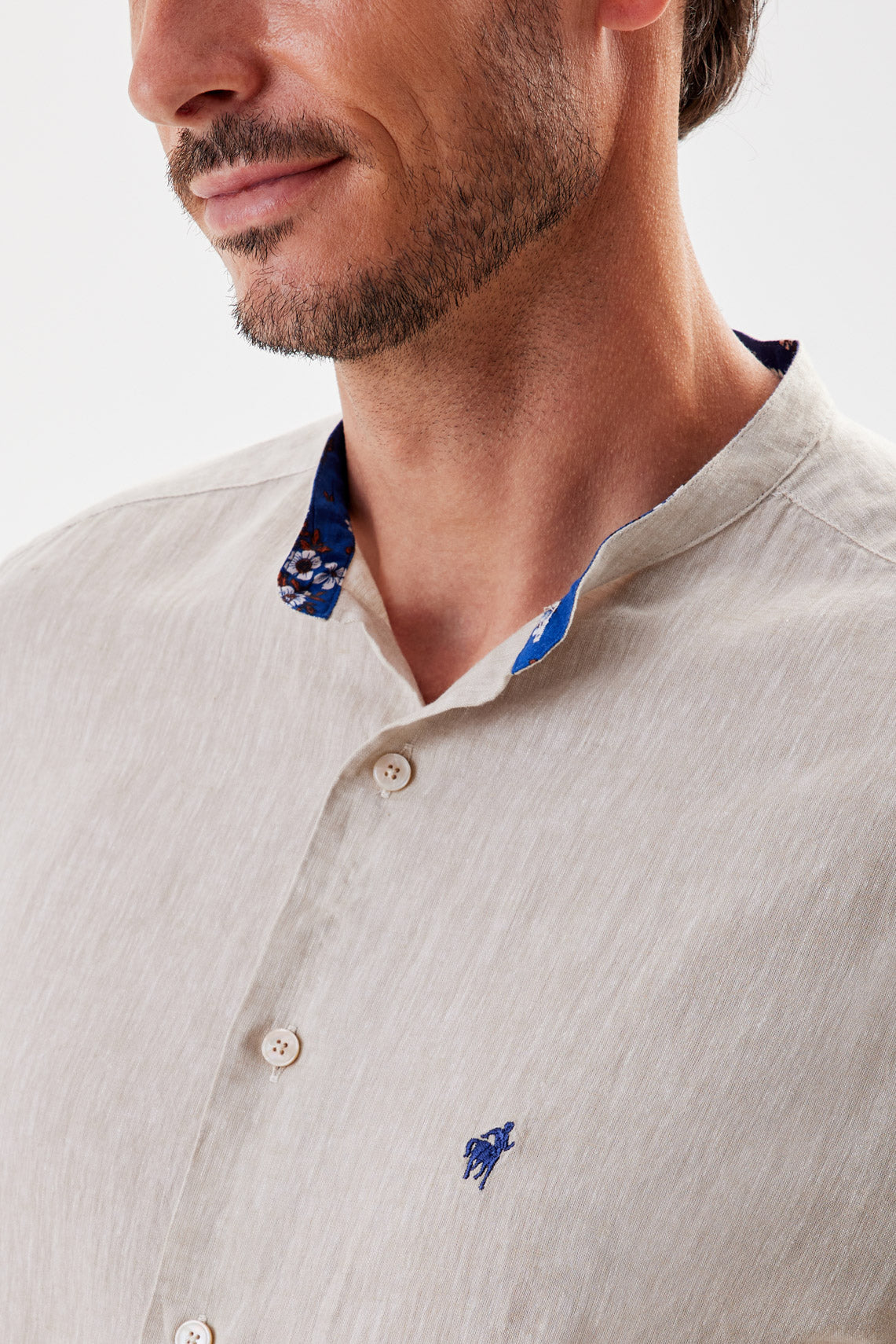 CAMICIA COLLO COREANO MISTO LINO