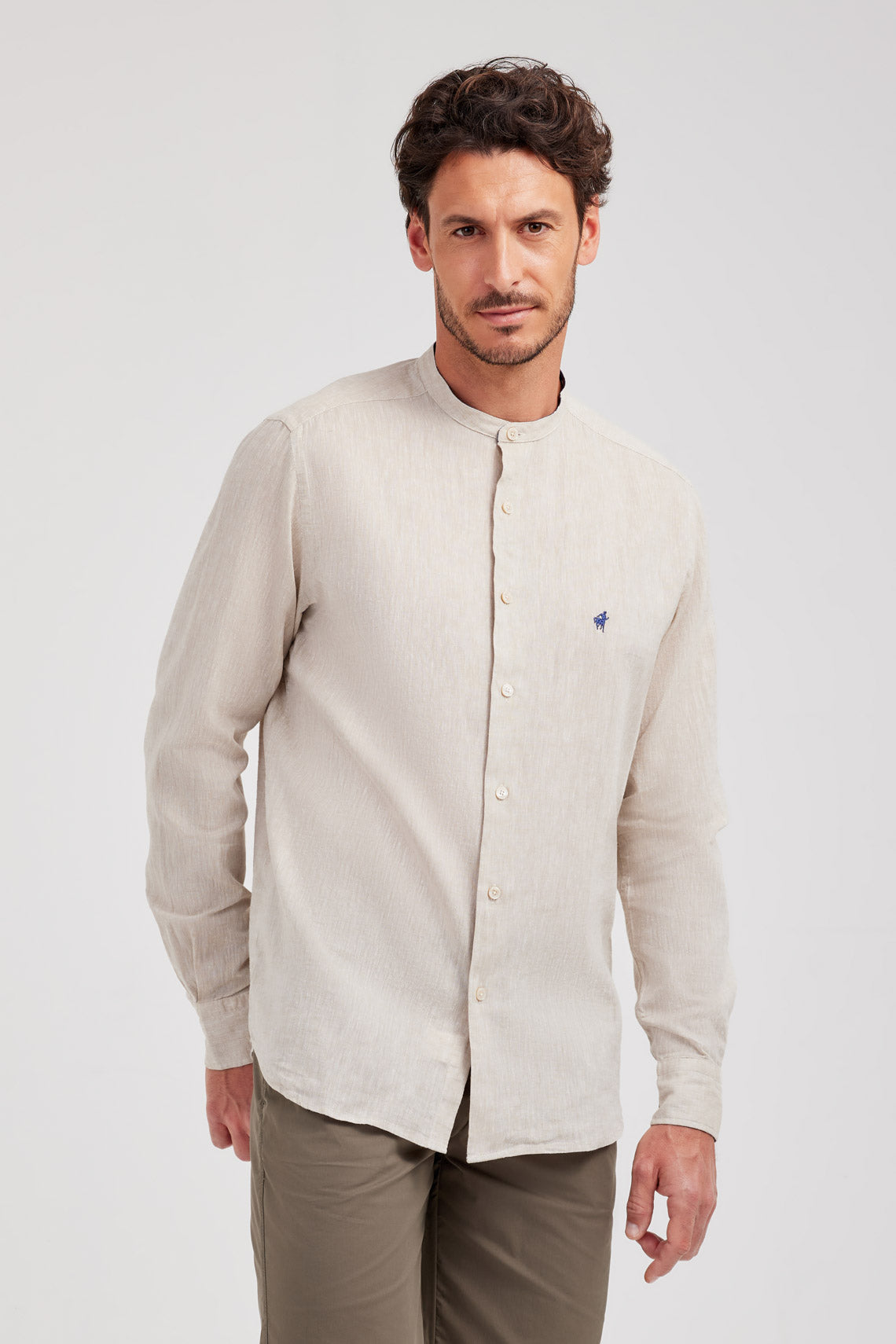 CAMICIA COLLO COREANO MISTO LINO