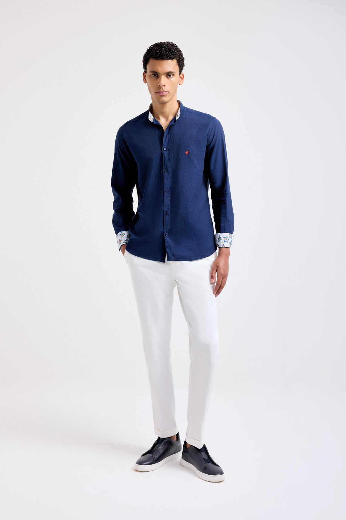 CAMICIA COLLO COREANO MISTO LINO