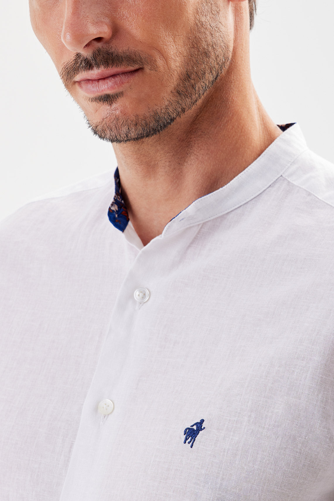 CAMICIA COLLO COREANO MISTO LINO