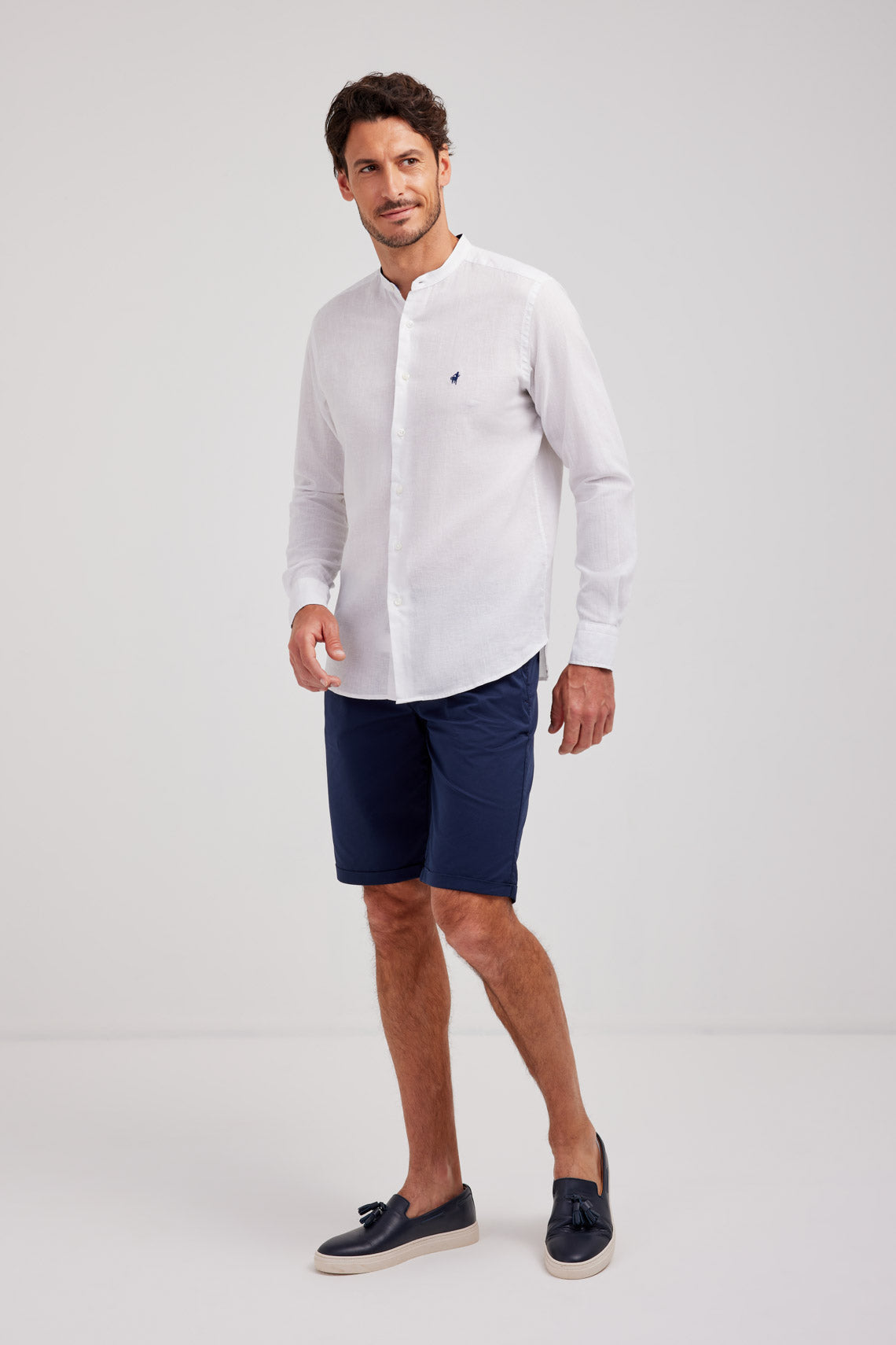 CAMICIA COLLO COREANO MISTO LINO