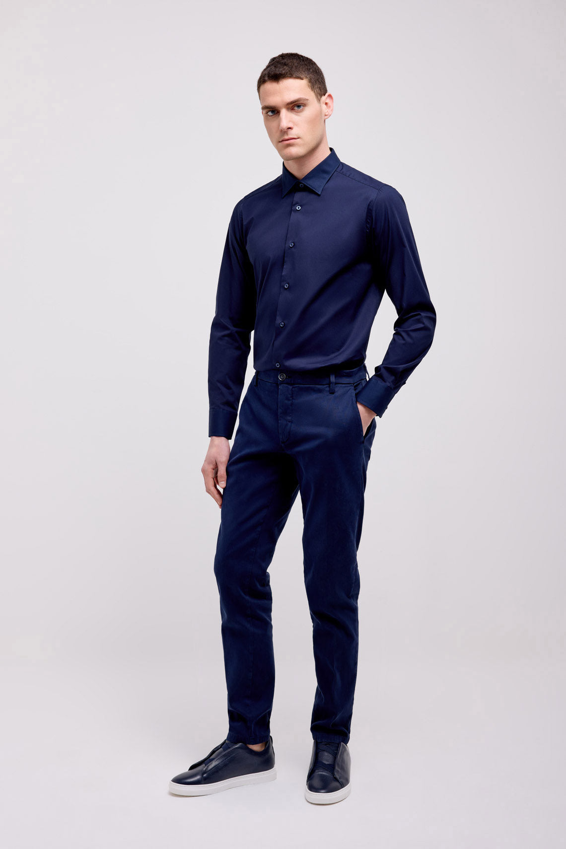 Camicia in popeline di cotone stretch