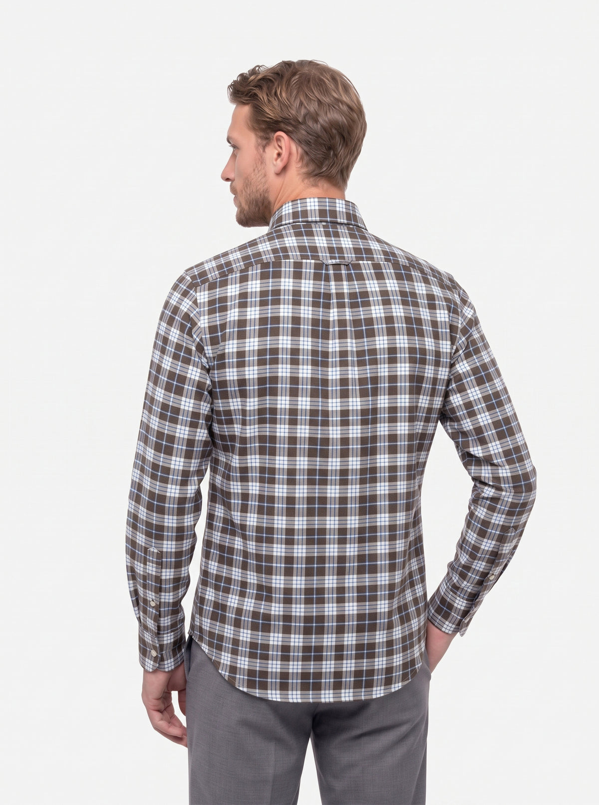 Check Shirt with Button-Down Collar Custom Fit