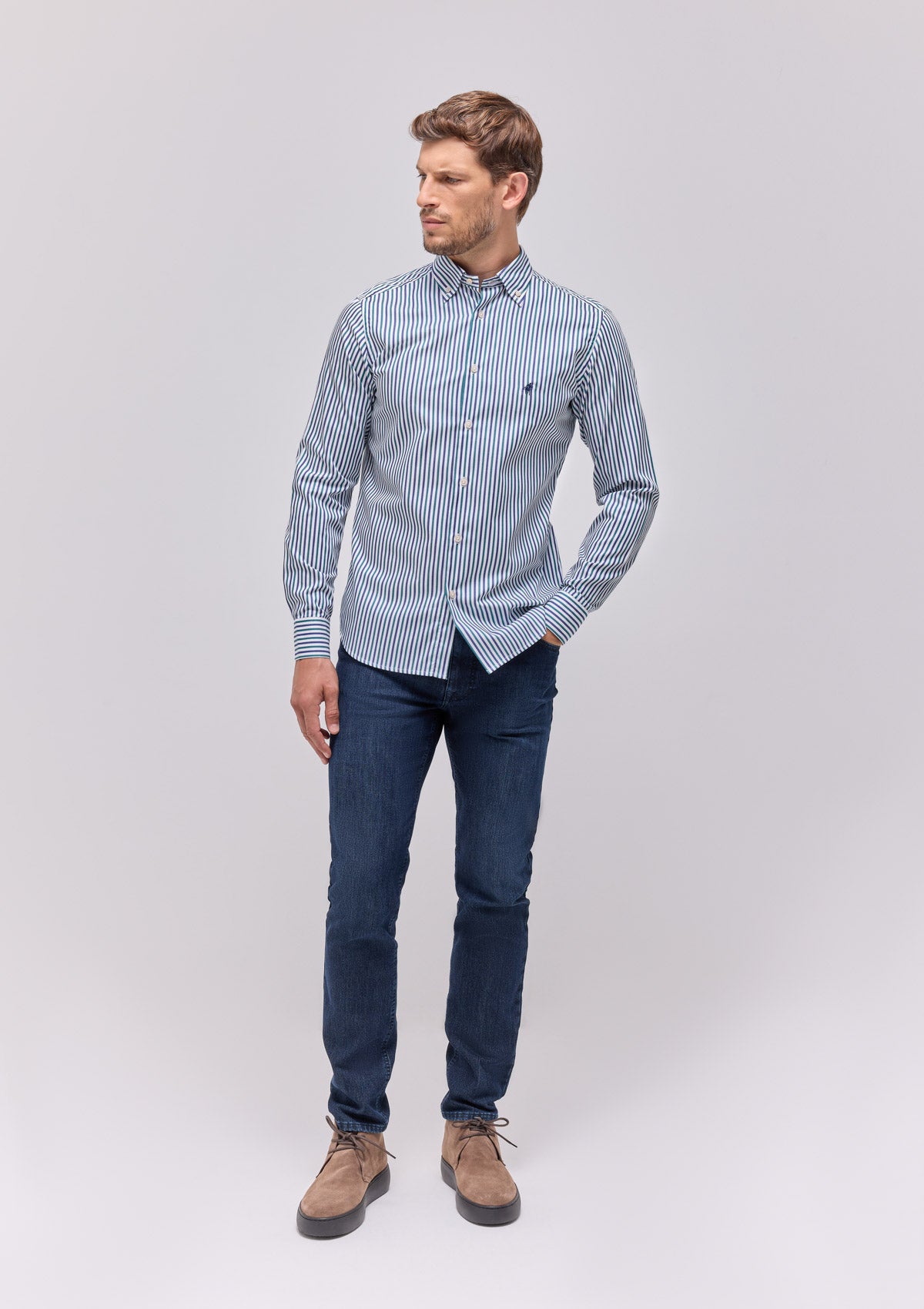 CAMICIA COLLO BUTTON DOWN RIGATA |5007|