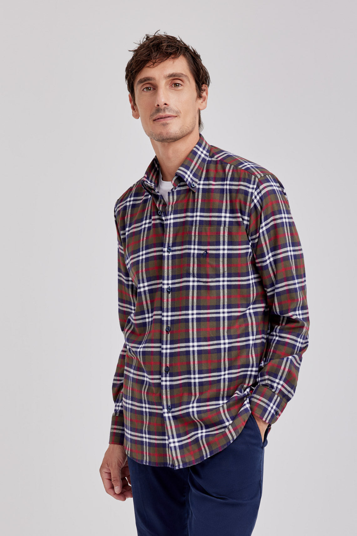 CAMICIA COLLO BUTTON DOWN FLANELLA A QUADRI  |6012|