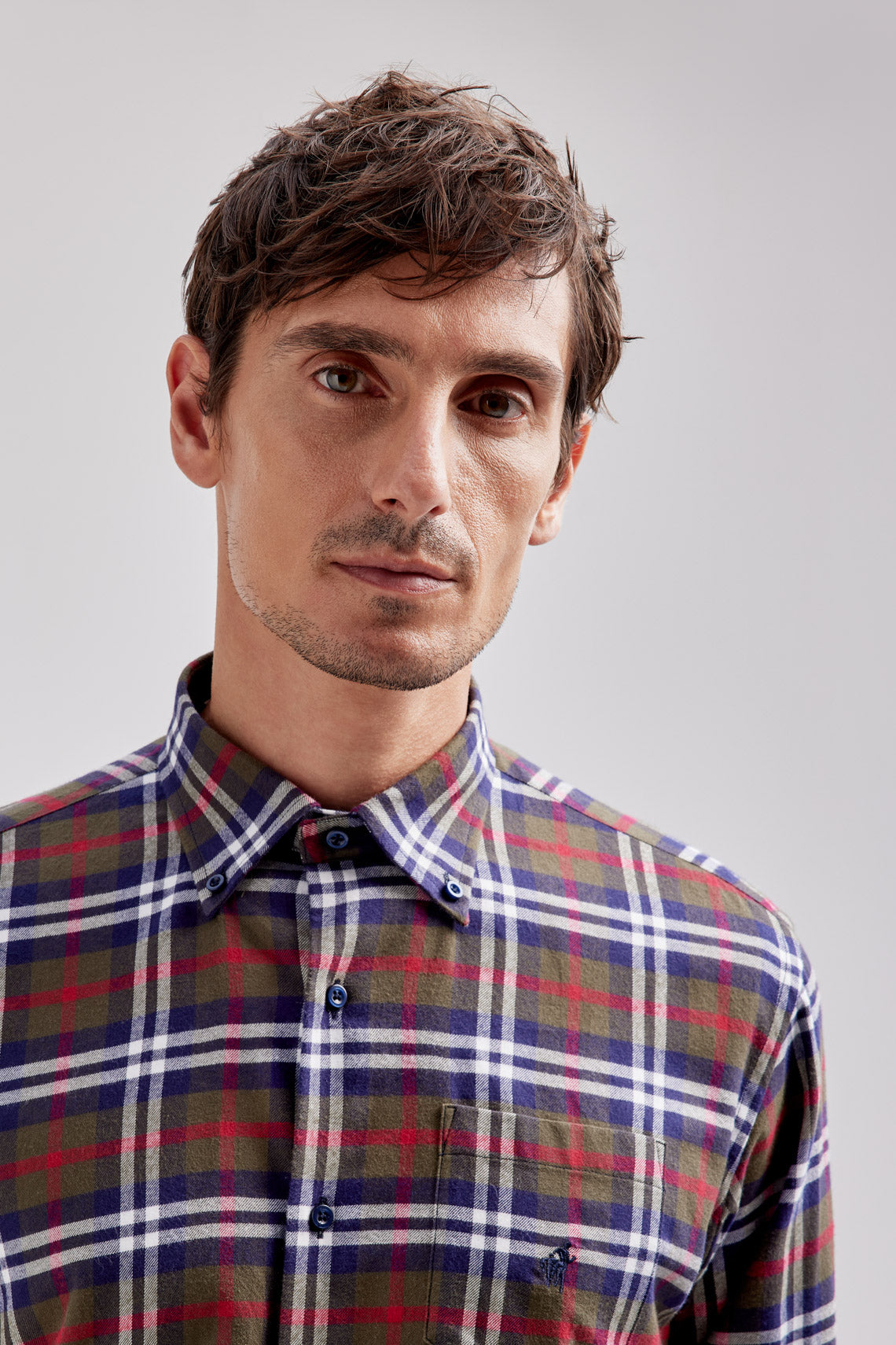 CAMICIA COLLO BUTTON DOWN FLANELLA A QUADRI  |6102|