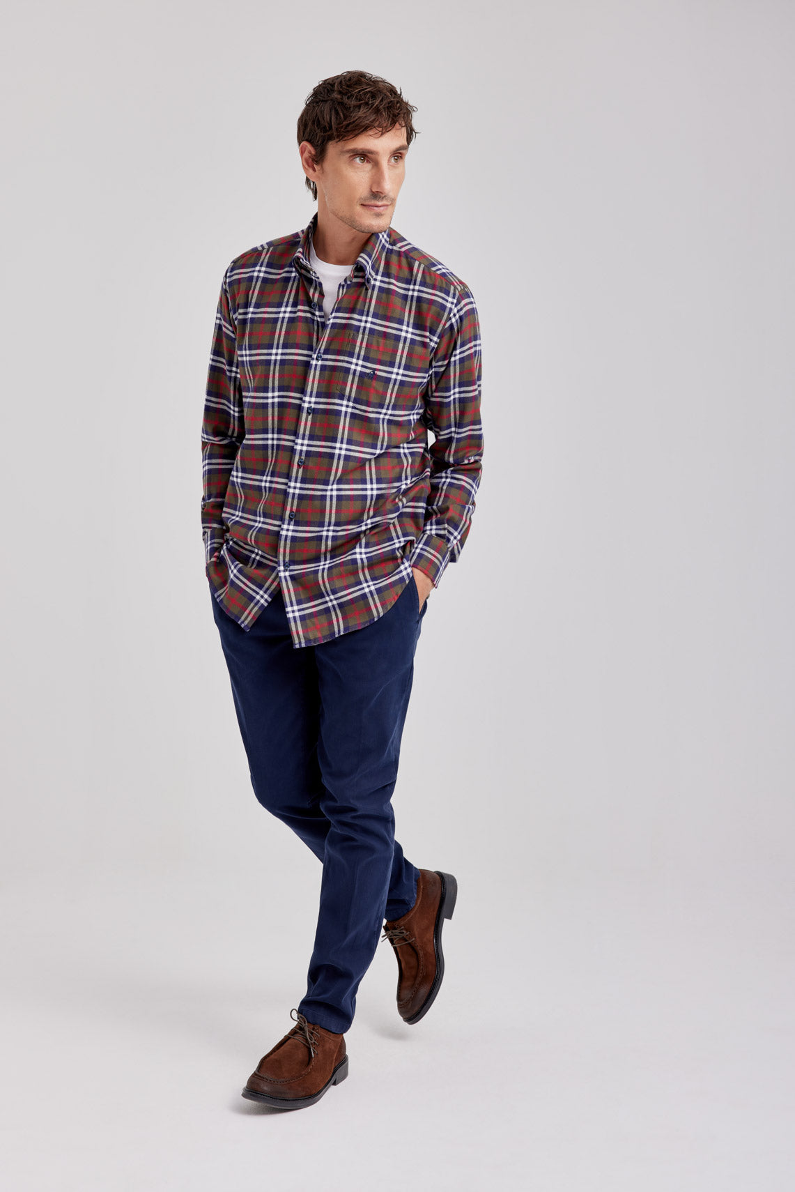 CAMICIA COLLO BUTTON DOWN FLANELLA A QUADRI  |6147|