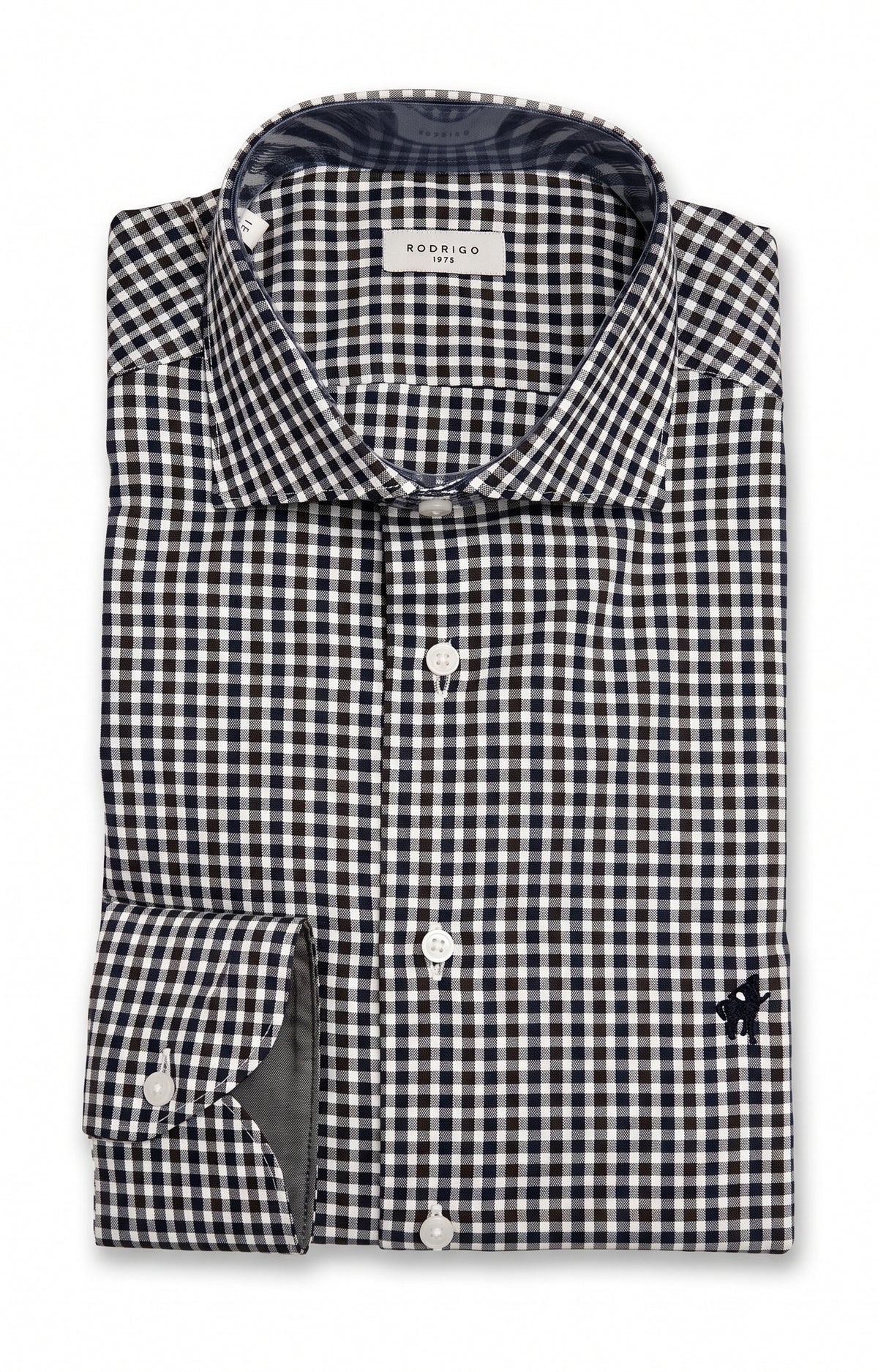 Camicia  a quadri  con contrasti interno lista, polsi e profilo cannoncino in  tinta unita