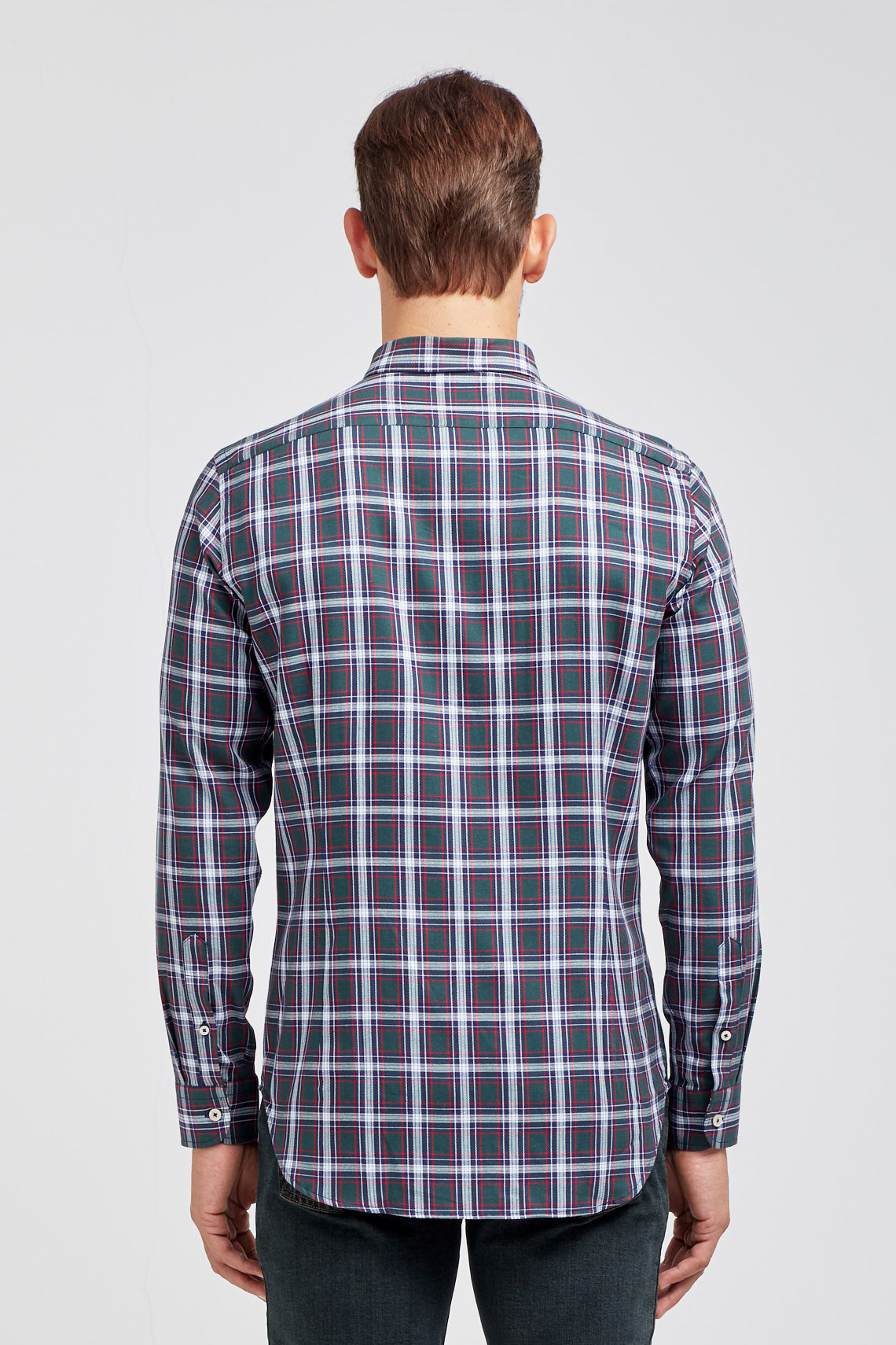 Camicia a quadri in flanella di cotone con collo button down custom fit