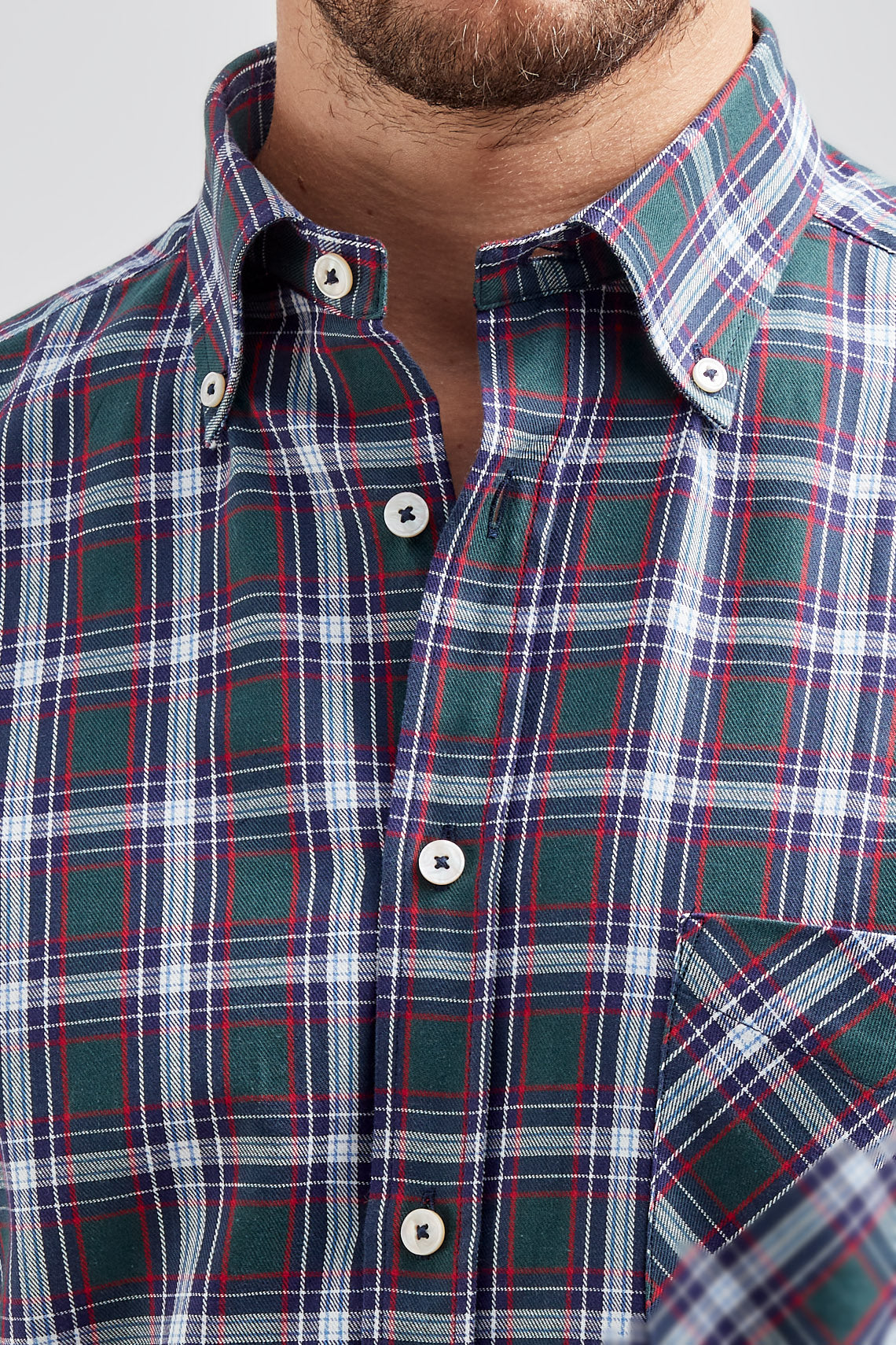 Camicia a quadri in flanella di cotone con collo button down custom fit