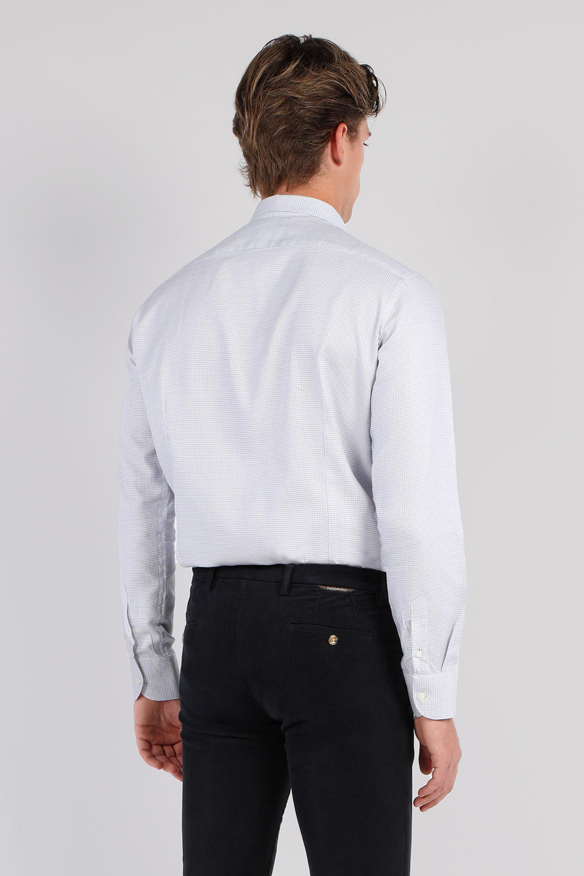 Camicia in cotone microfantasia con collo francese custom fit