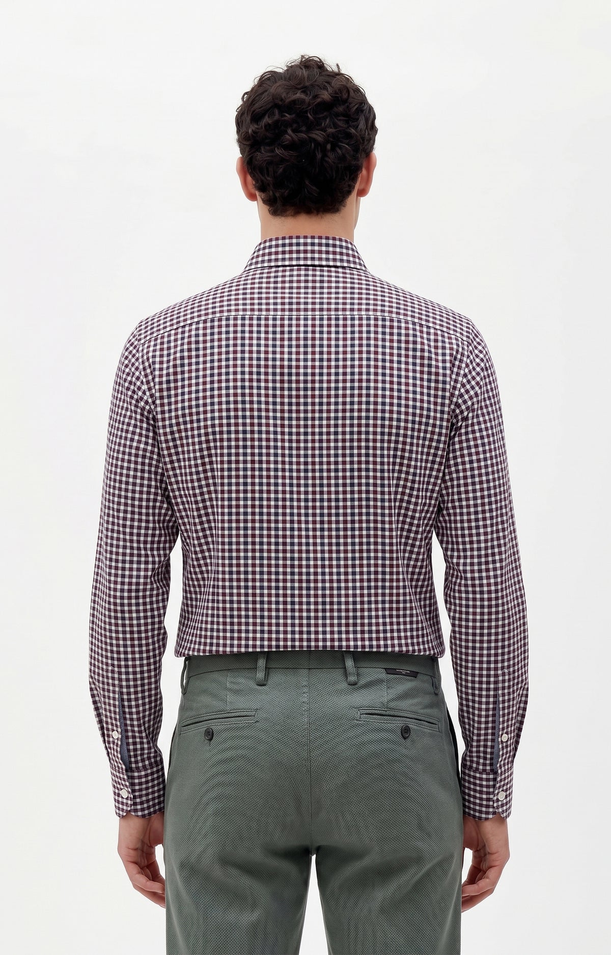 Camicia  a quadri  con contrasti interno lista, polsi e profilo cannoncino in  tinta unita