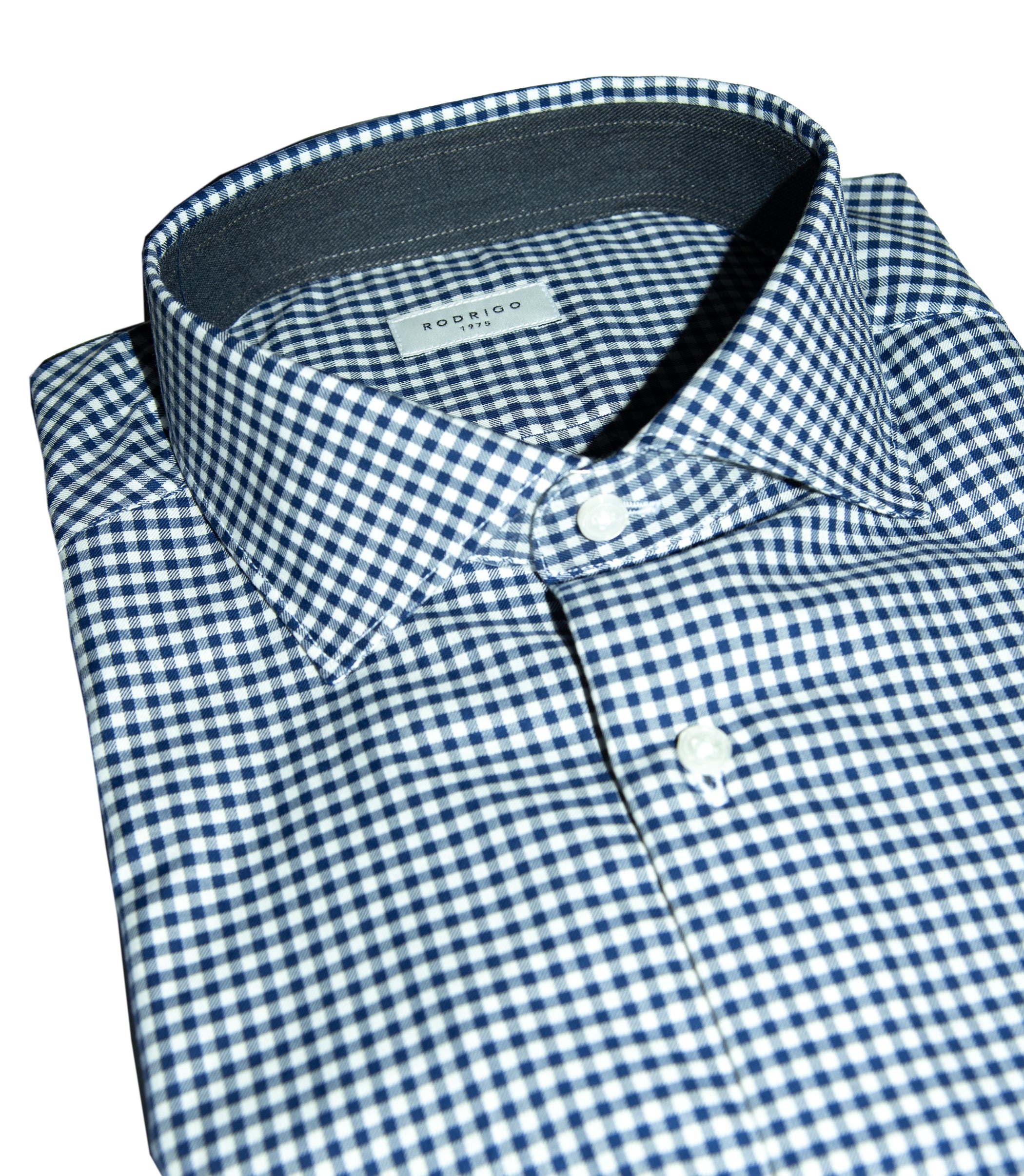 Brushed cotton check shirt with french collar