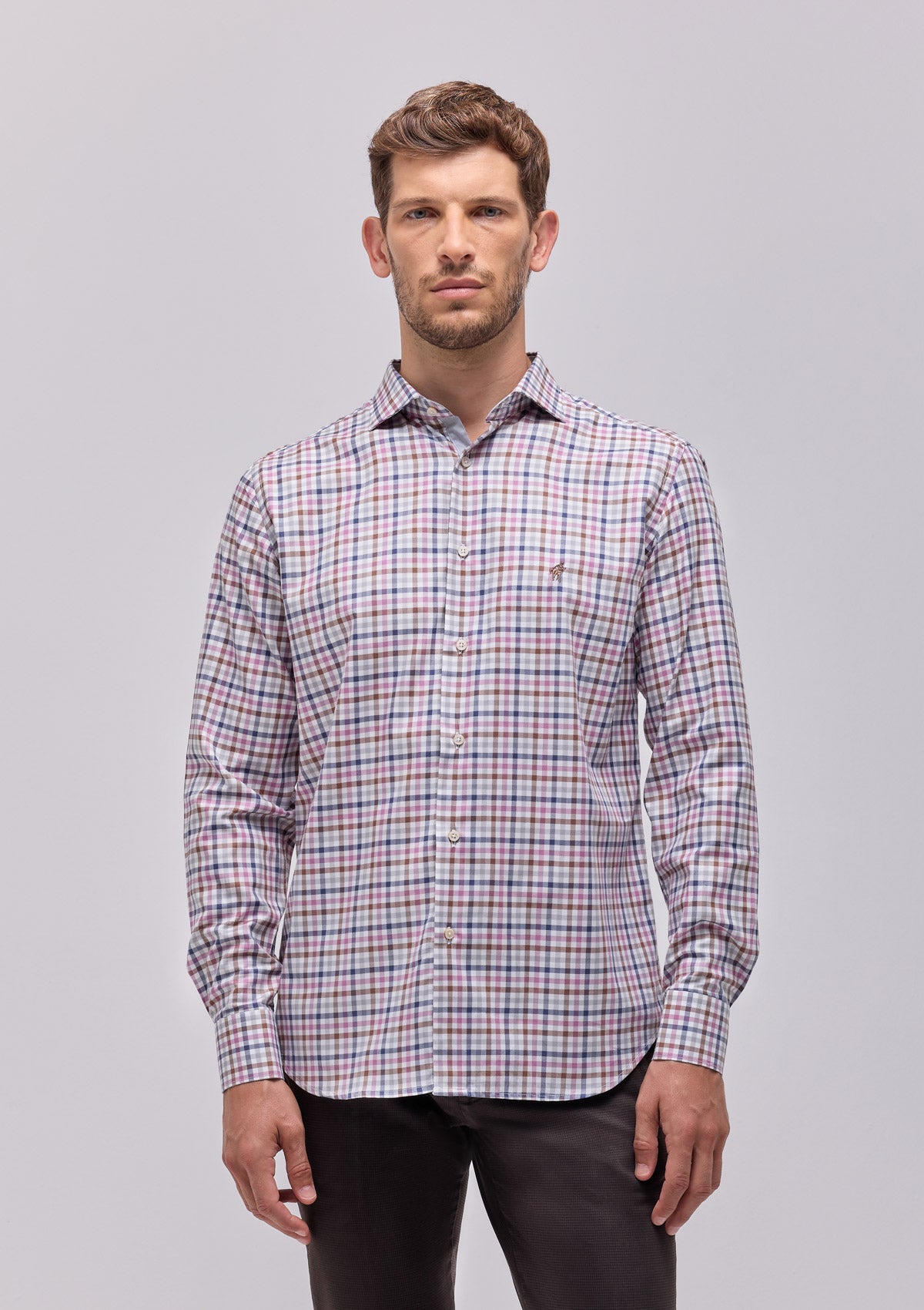 CAMICIA COLLO FRANCESE A QUADRI |4833|