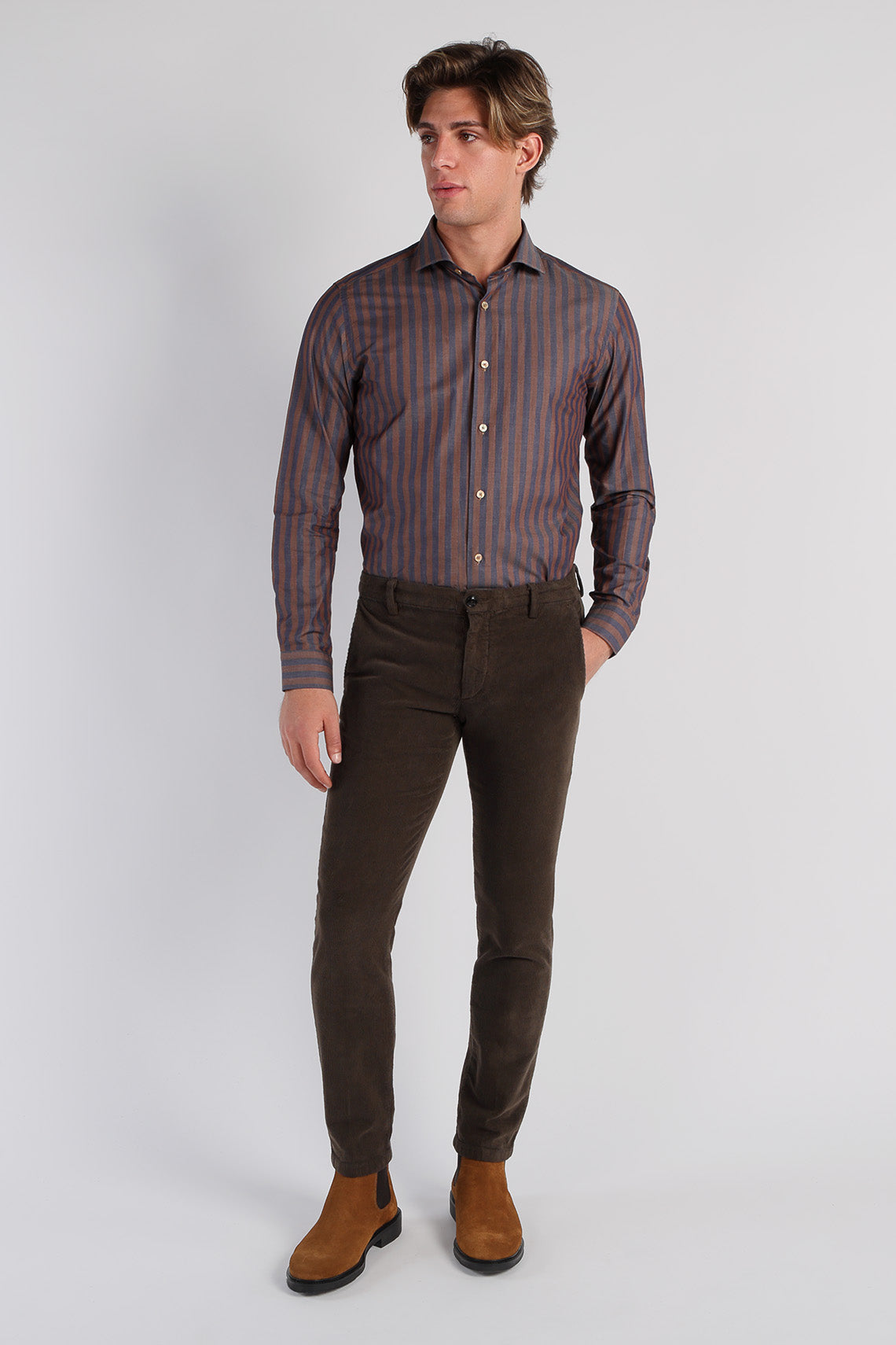 Camicia a quadri in cotone con contrasti e collo button down custom fit