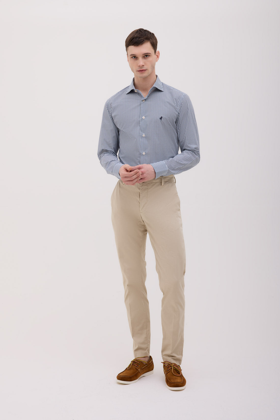 CAMICIA COLLO FRANCESE IN MICROFANTASIA STAMPATA DI COTONE