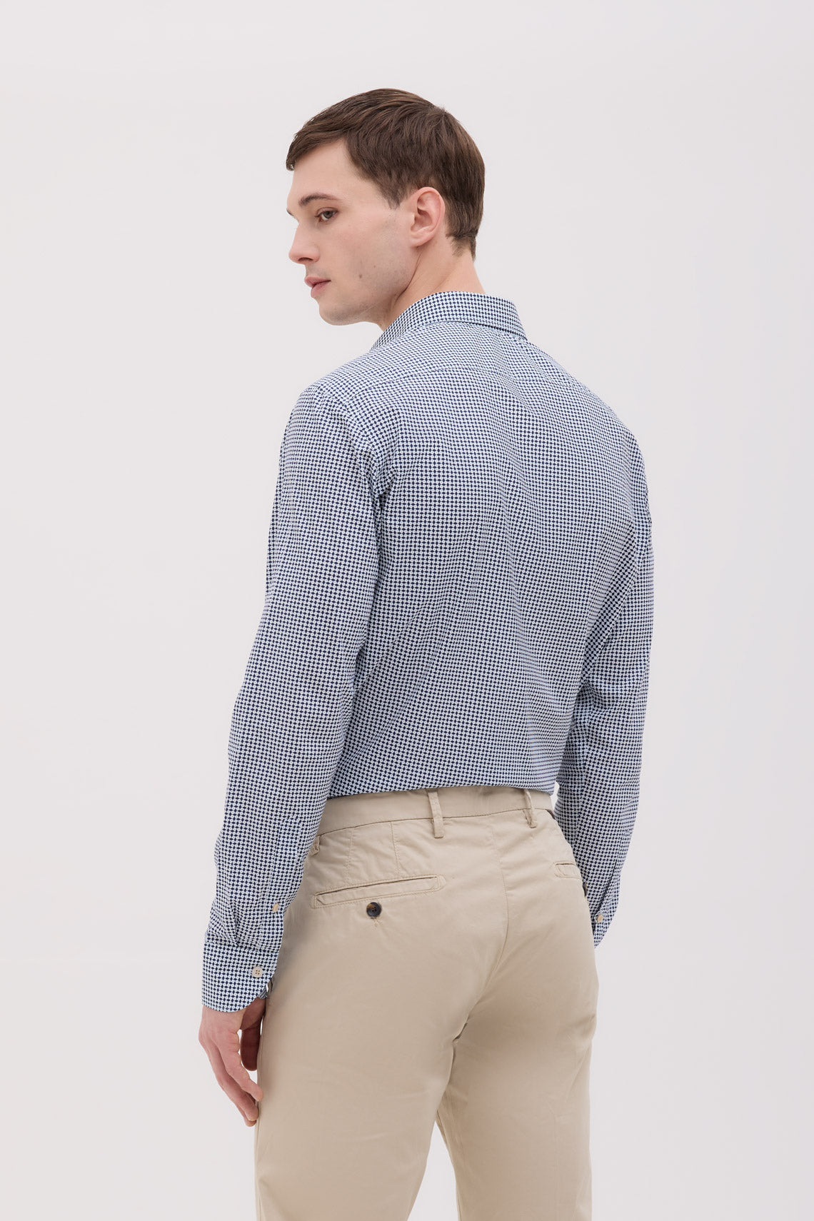 CAMICIA COLLO FRANCESE IN MICROFANTASIA STAMPATA DI COTONE