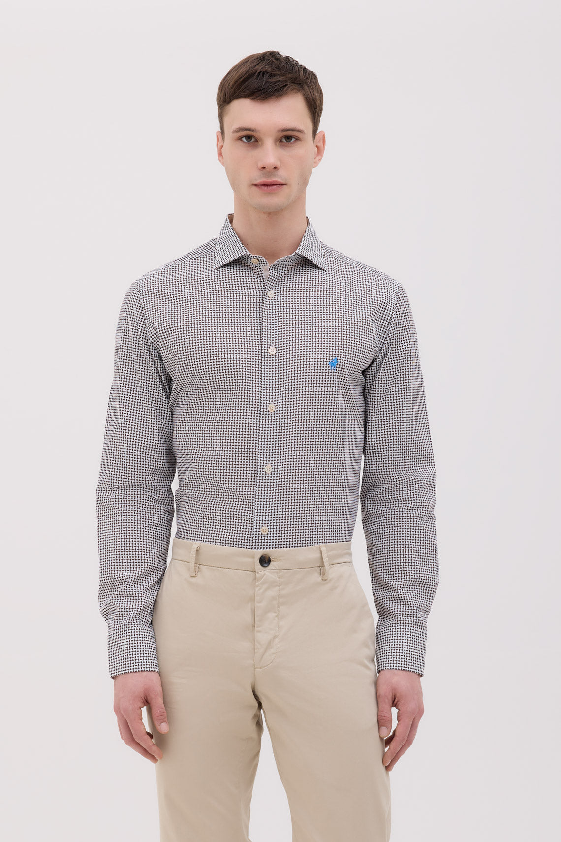 CAMICIA COLLO FRANCESE IN MICROFANTASIA STAMPATA DI COTONE