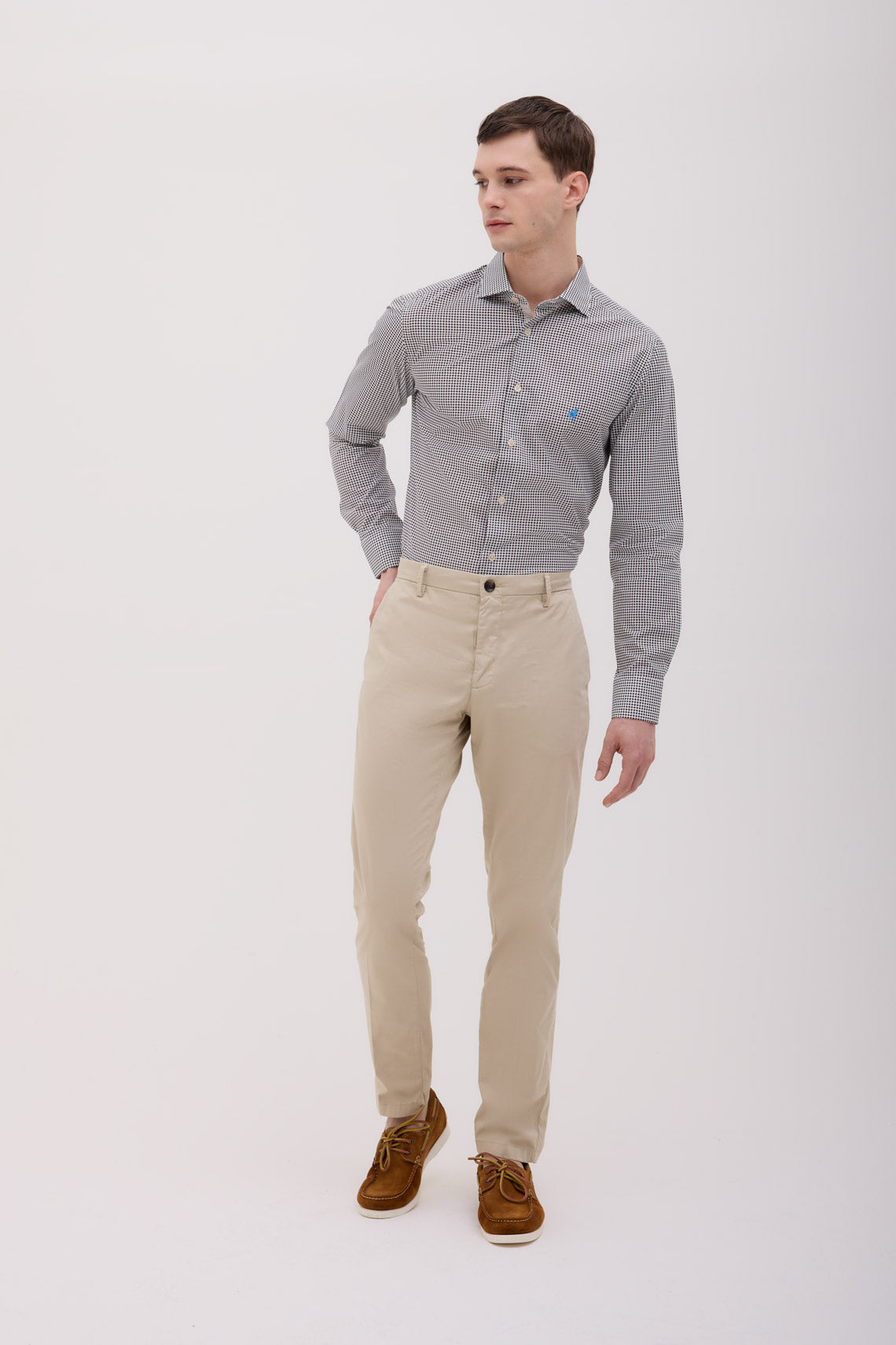 CAMICIA COLLO FRANCESE IN MICROFANTASIA STAMPATA DI COTONE