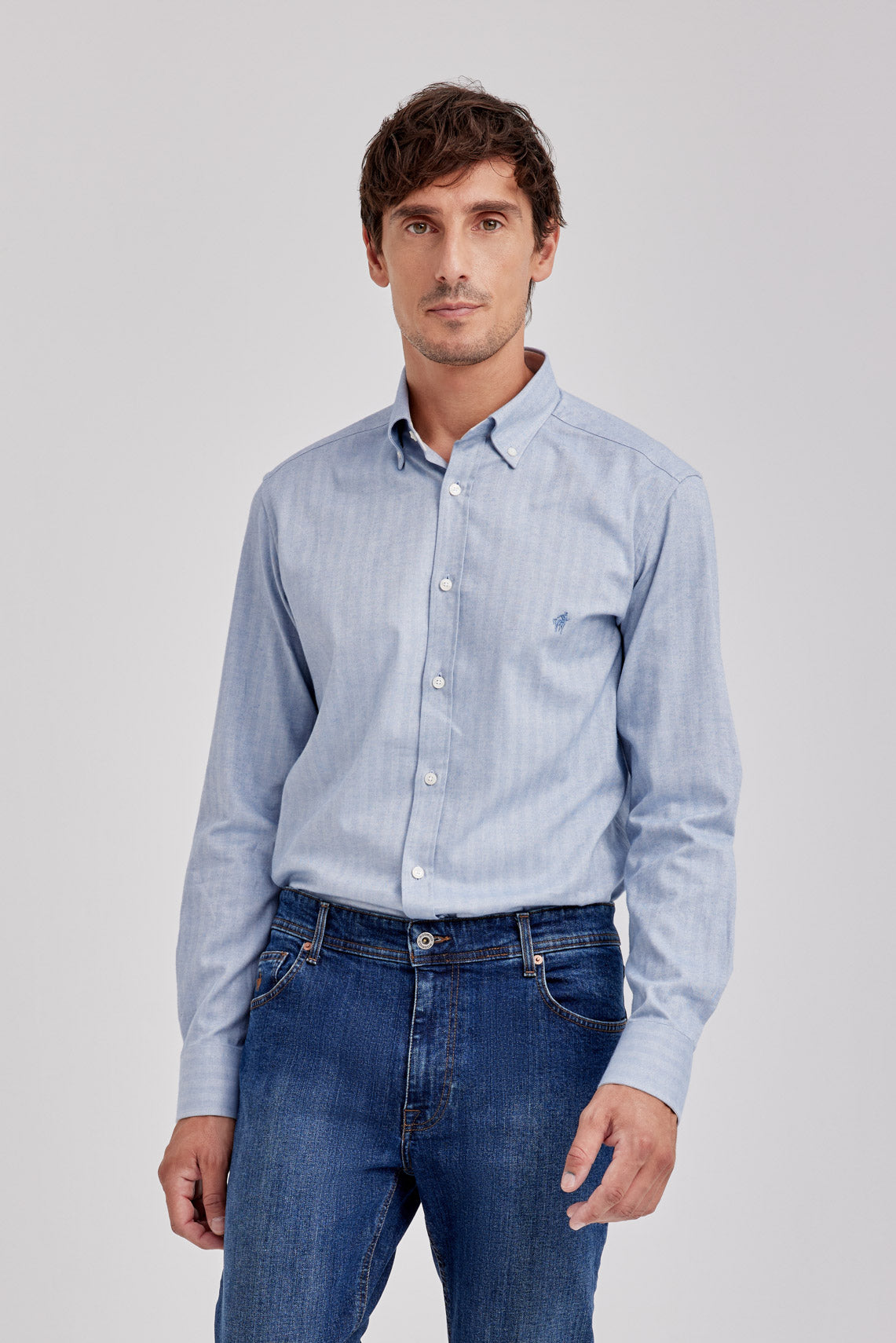 CAMICIA COLLO BUTTON DOWN FLANELLA  SPIGATA  |6013|