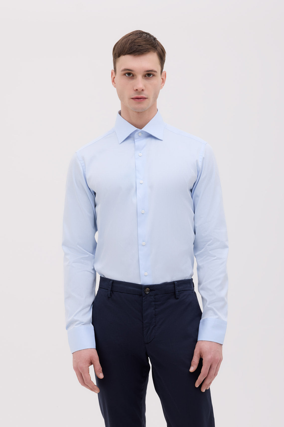 CAMICIA CLASSICA IN TWILL COLLO SEMIFRANCESE