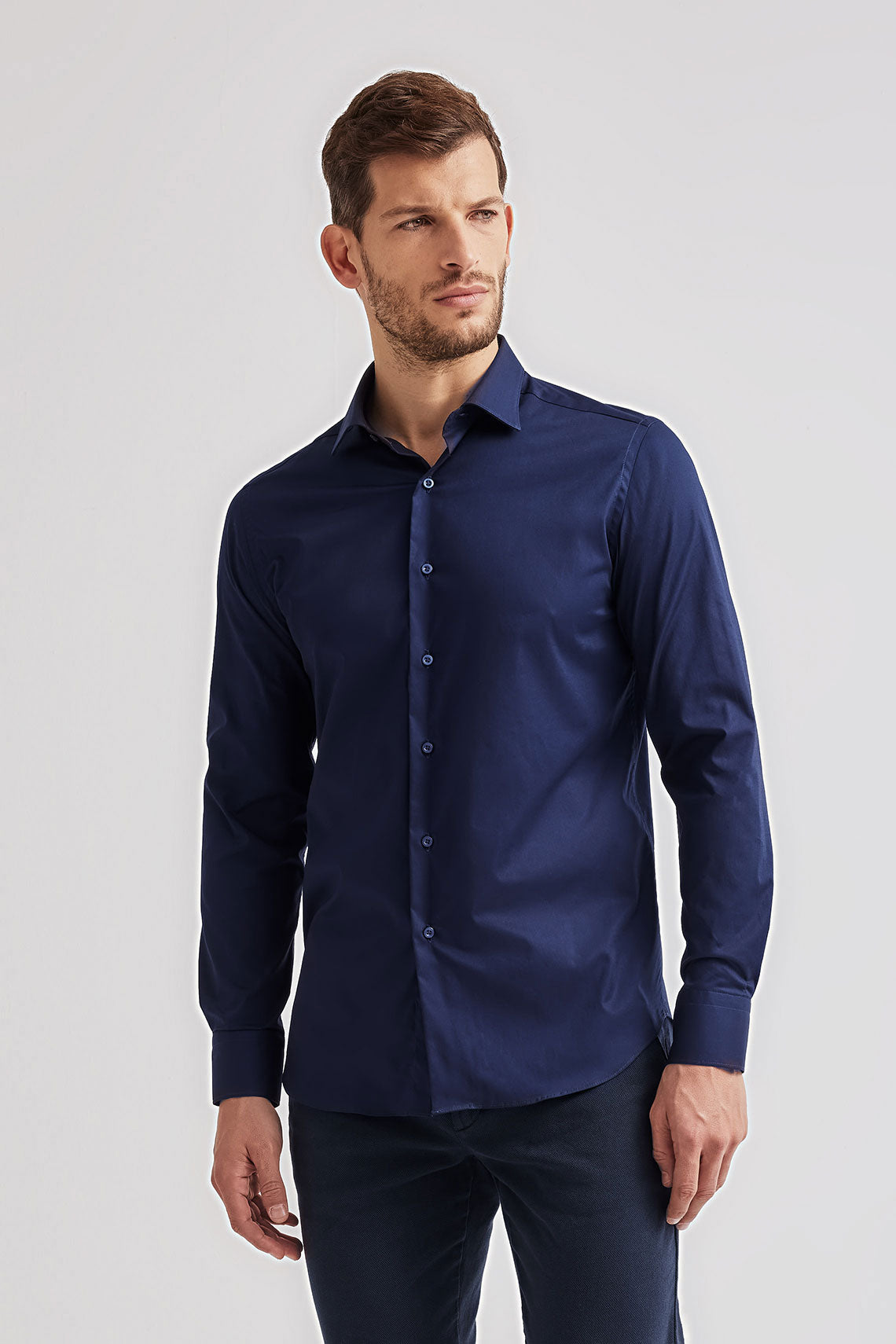 Camicia in popeline di cotone stretch