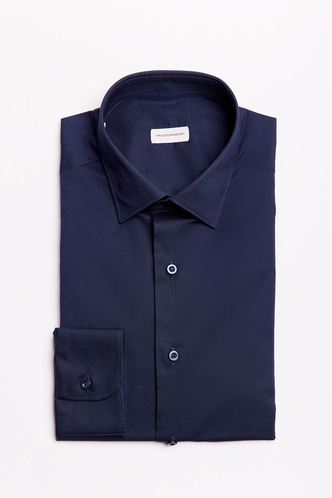 Camicia in popeline di cotone stretch con collo semifrancese