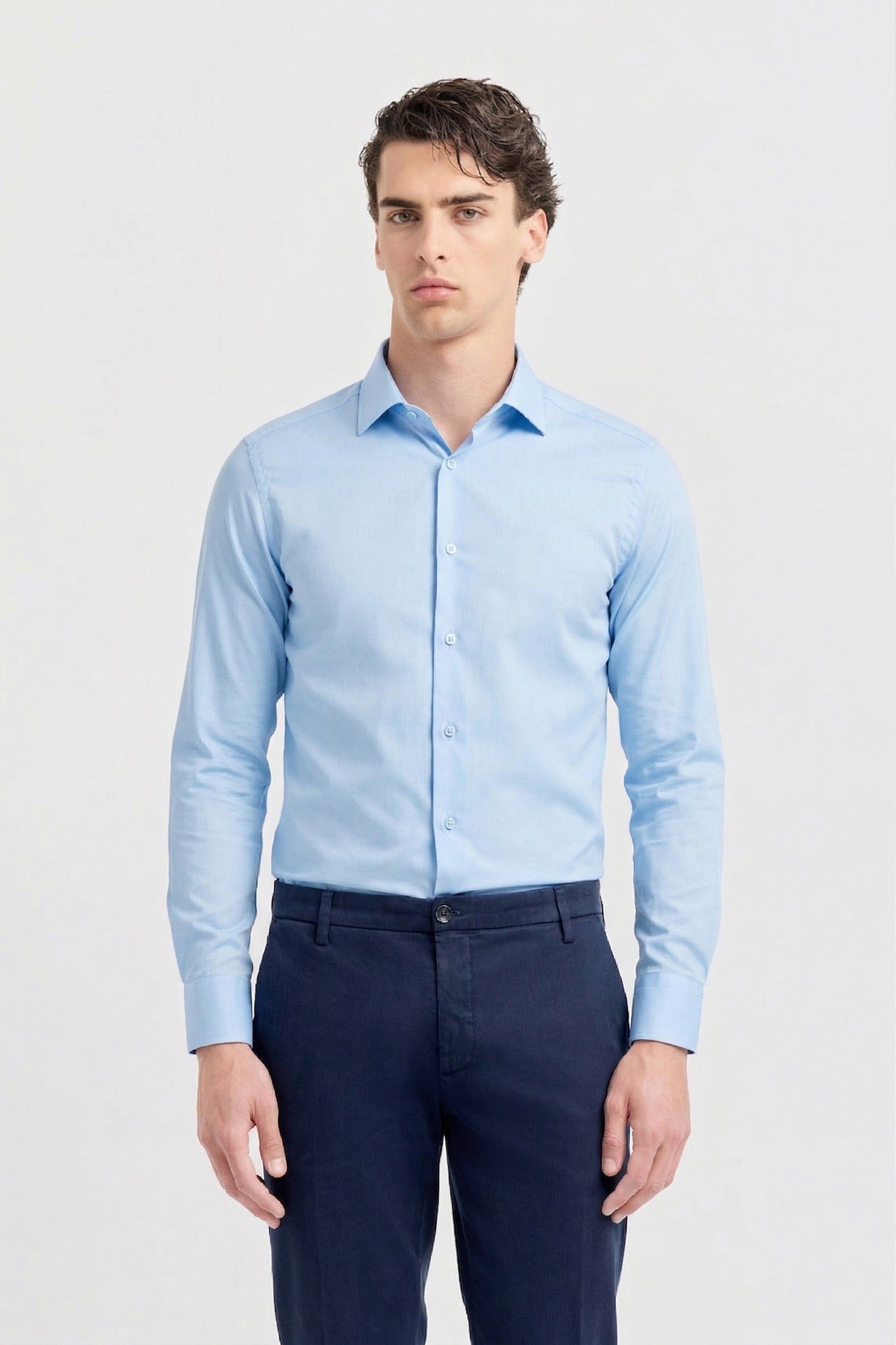 CAMICIA POPELINE STRETCH COLLO SEMIFRANCESE