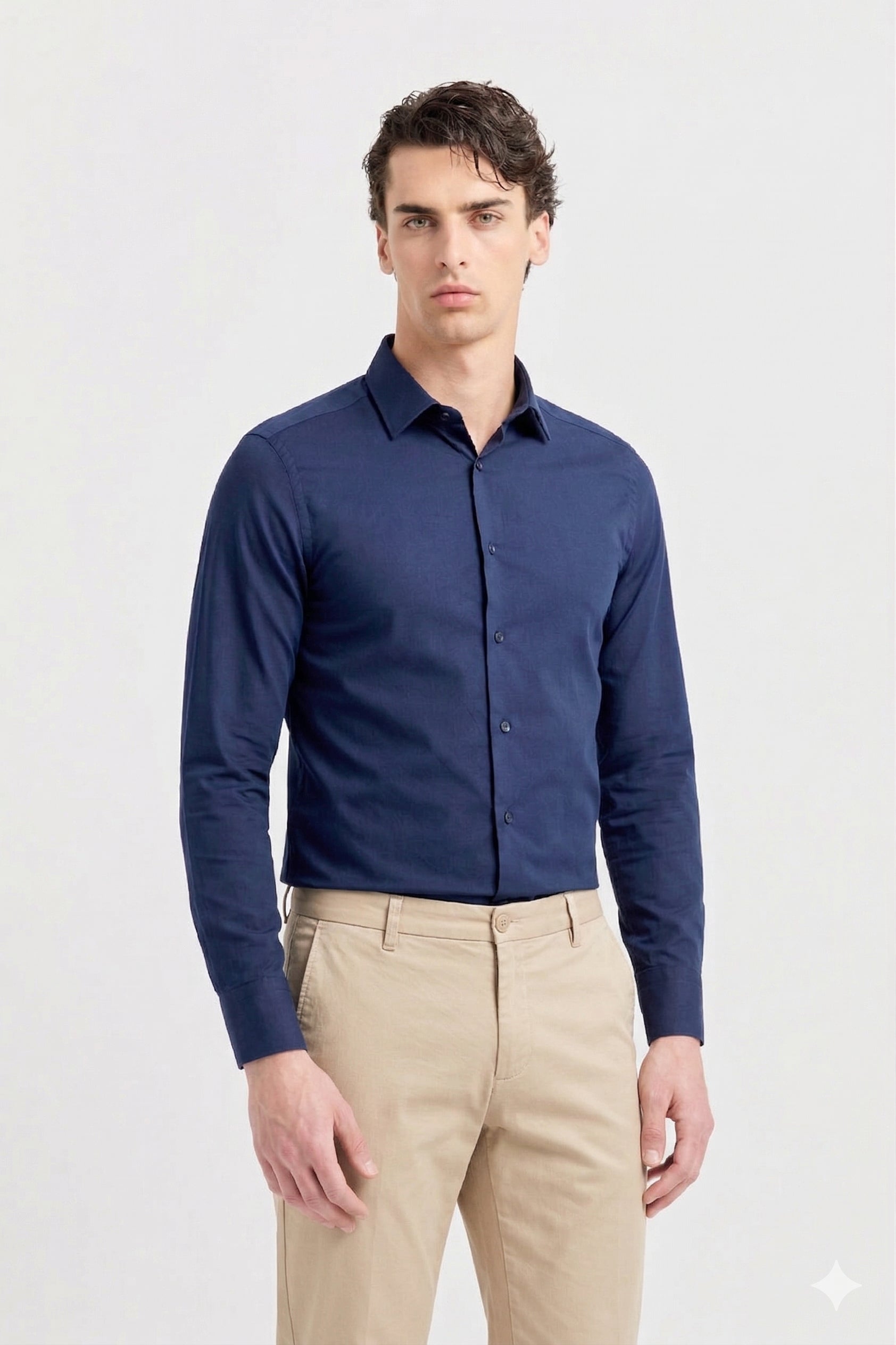 CAMICIA POPELINE STRETCH COLLO SEMIFRANCESE