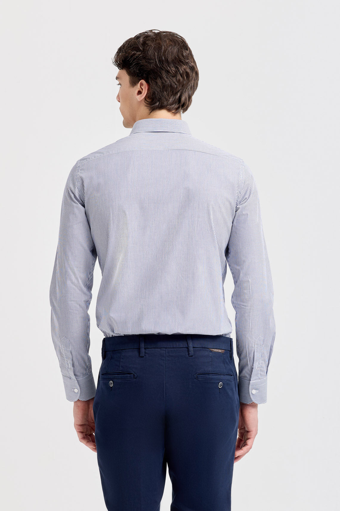 Camicia righe con collo francese custom fit