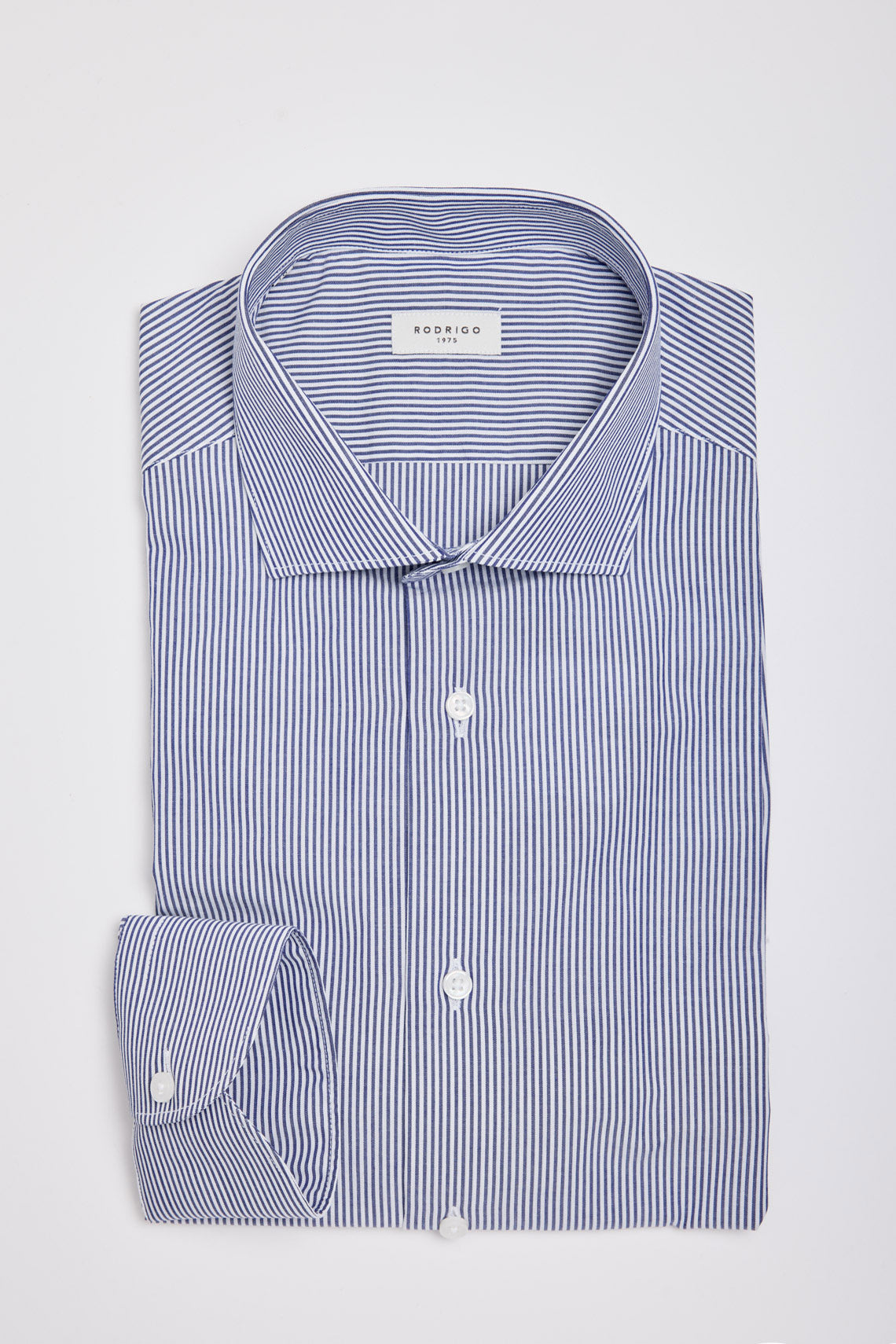 Camicia righe con collo francese custom fit