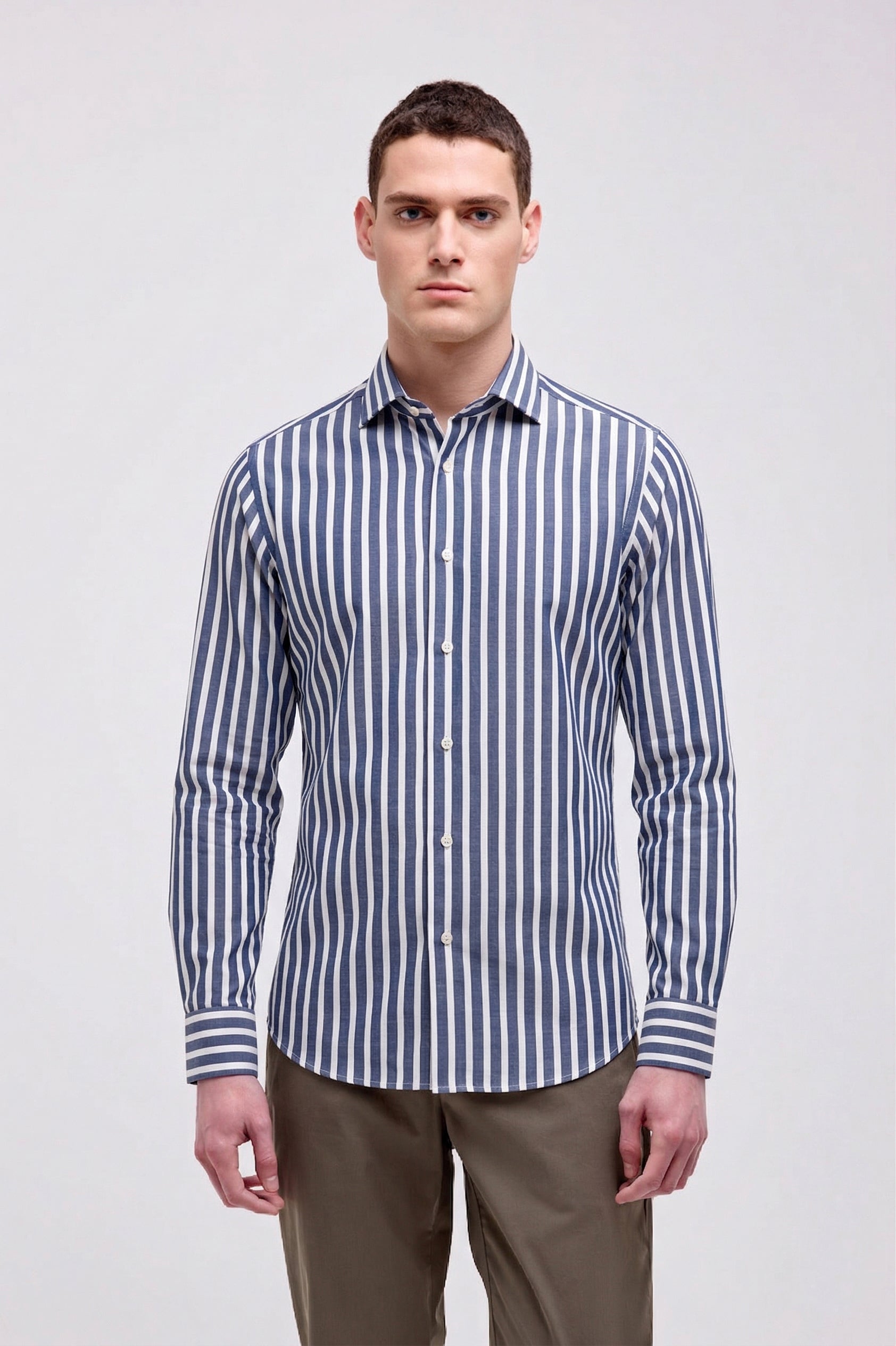 CAMICIA RIGATA COLLO FRANCESE