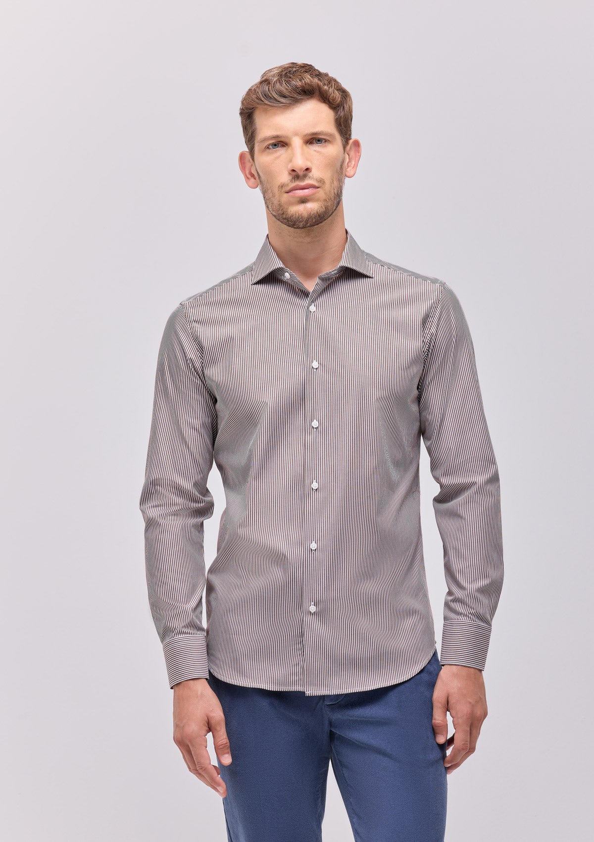 CAMICIA COLLO FRANCESE A RIGHE |4842|