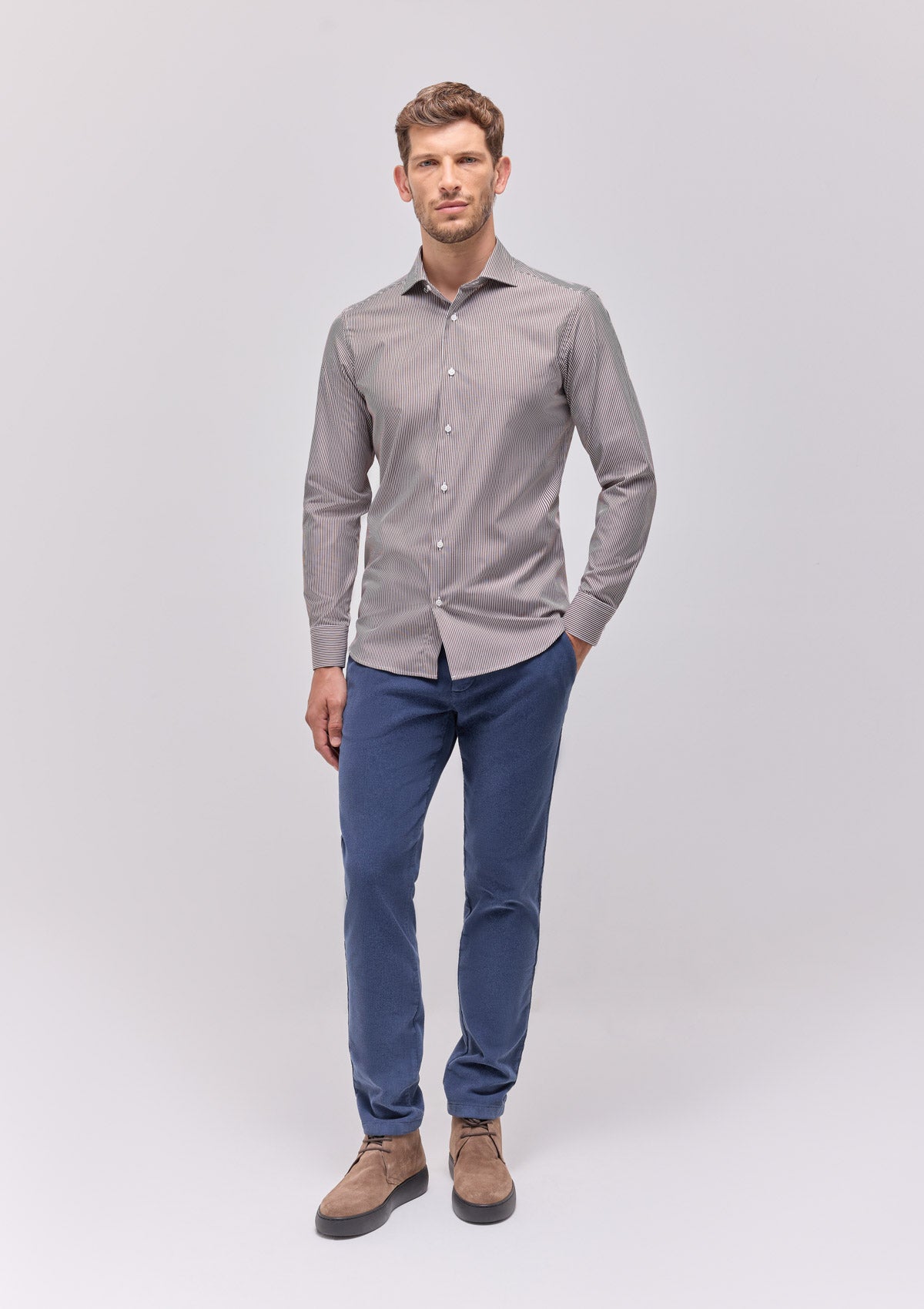 CAMICIA COLLO FRANCESE A RIGHE |5020|