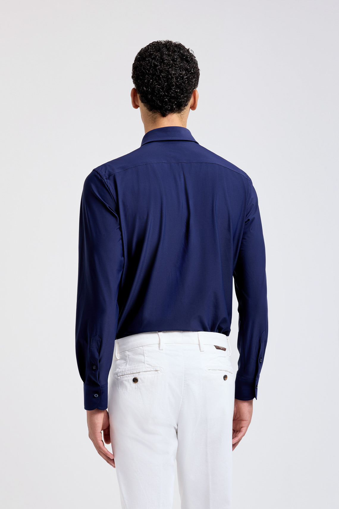 Anti-Crease Stretch Techno Shirt with Small French Collar
