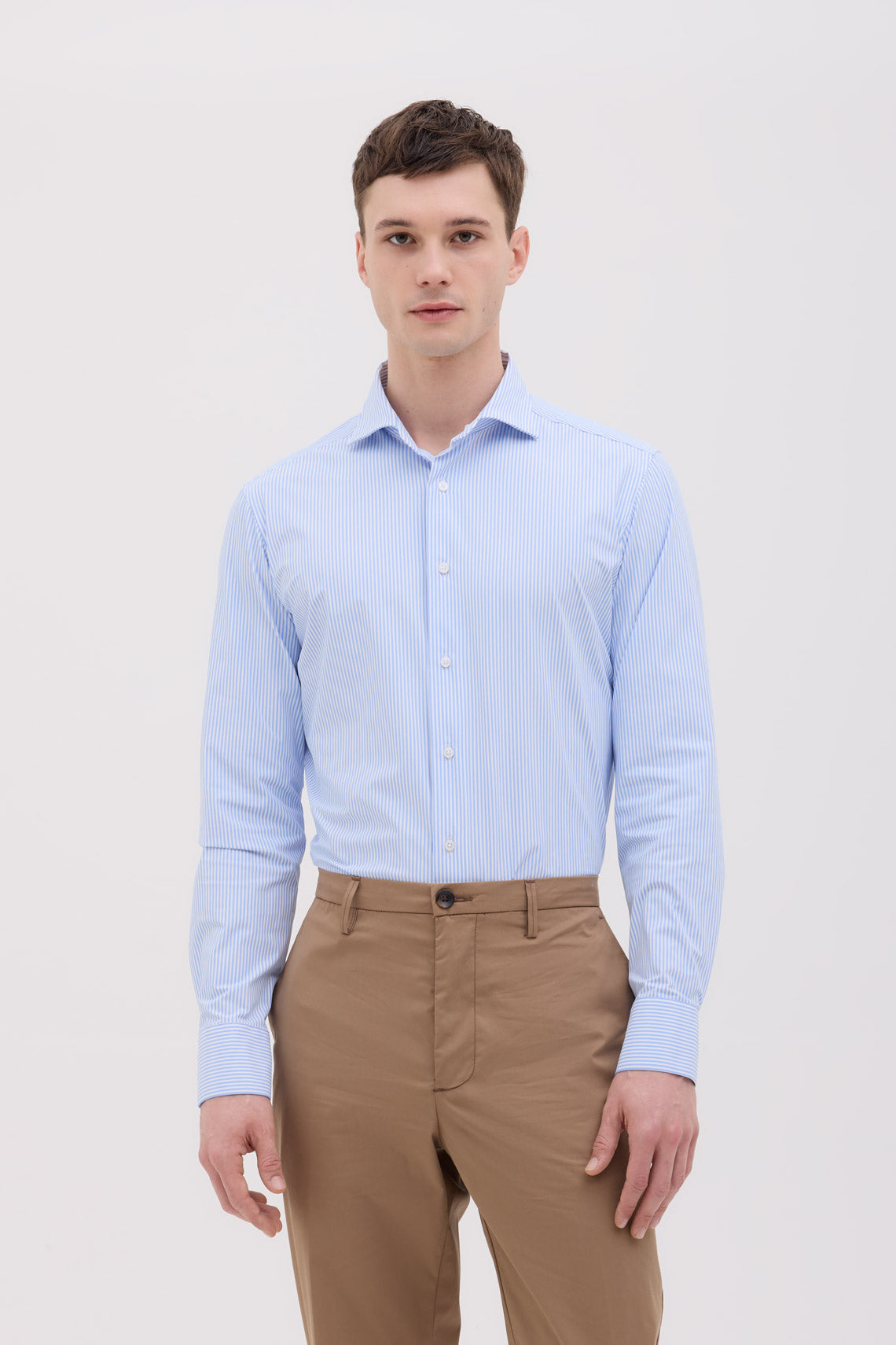 CAMICIA COLLO FRANCESE TESSUTO TECHNO RIGATO