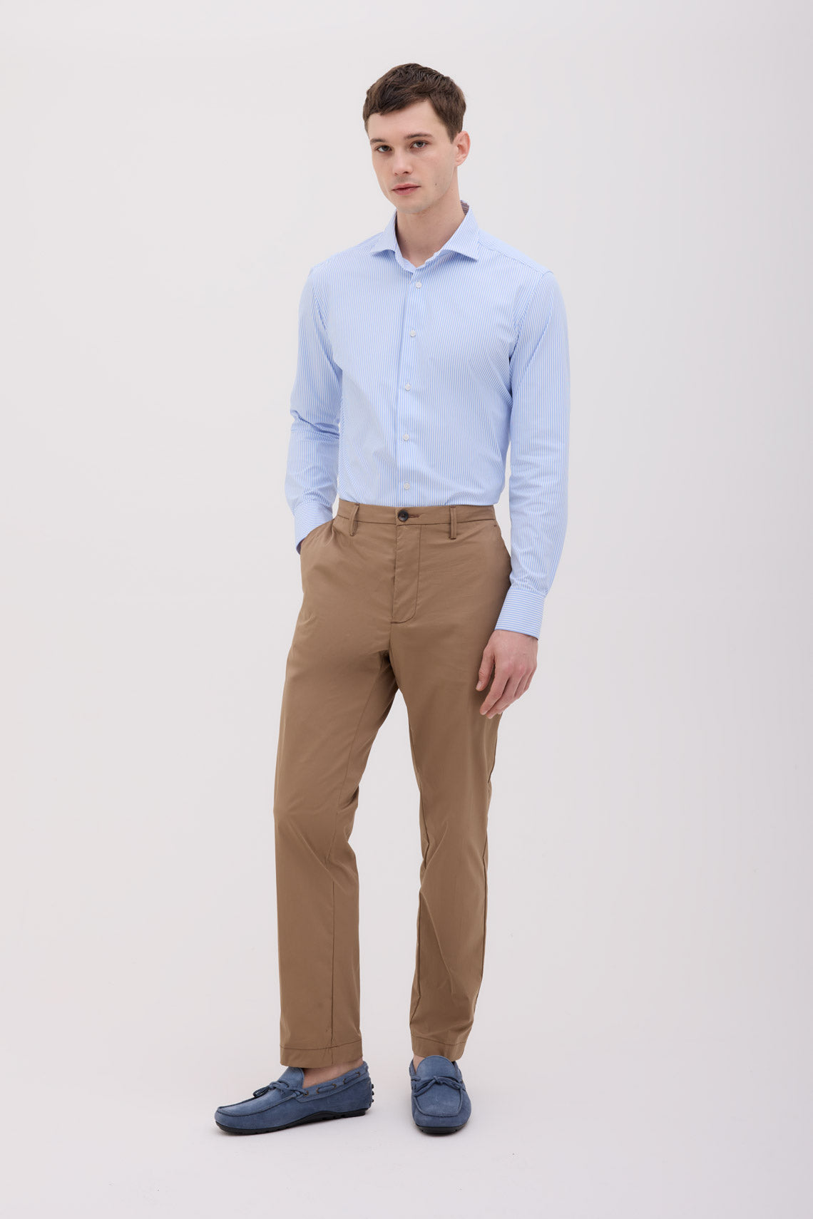 CAMICIA COLLO FRANCESE TESSUTO TECHNO RIGATO